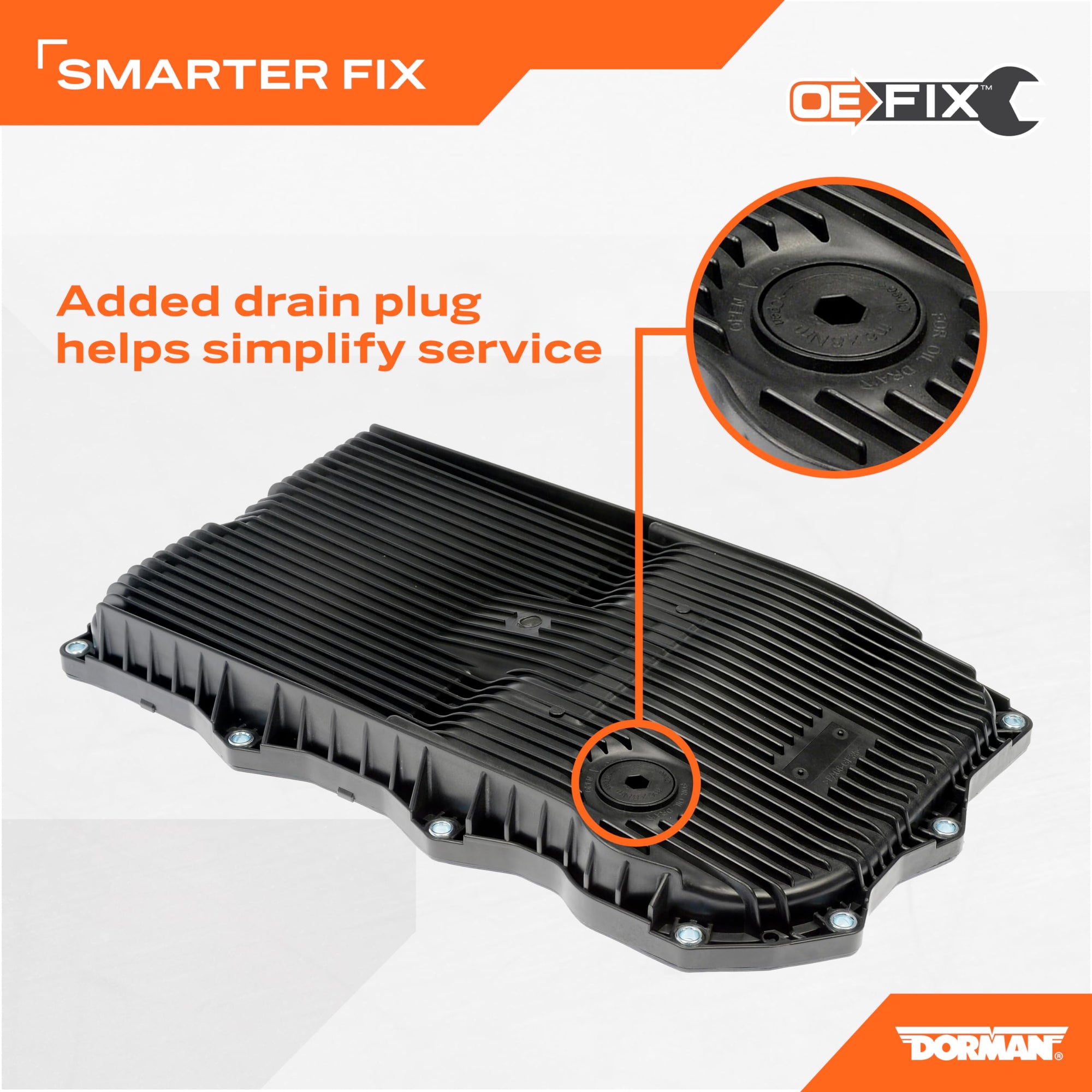 Transmission Pan Dorman 265-850 With Drain Plug, Gasket And Bolts Compatible with Select Models (OE FIX)