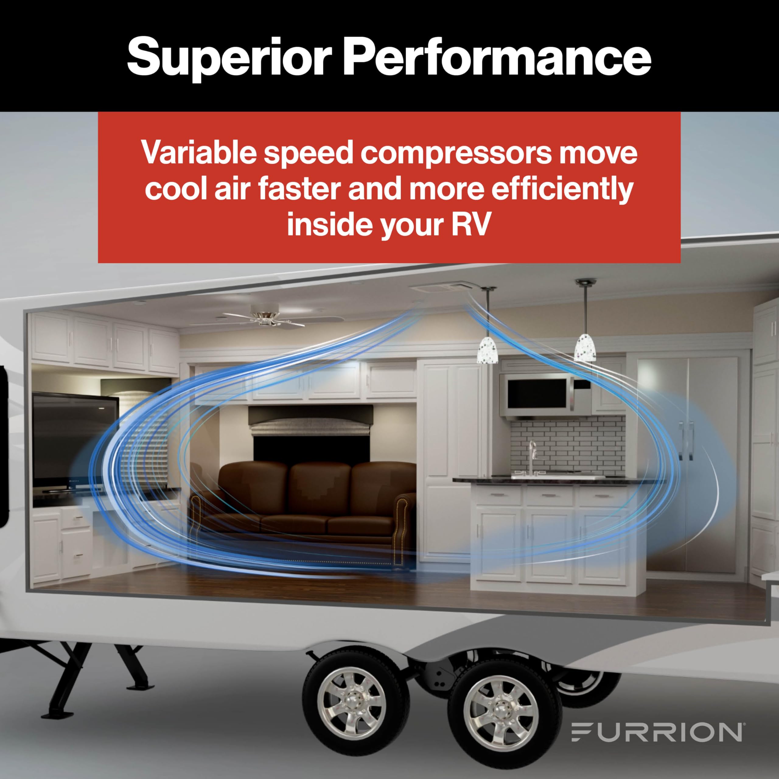 Furrion 18k BTU Chill Cube Variable Speed RV Rooftop Air Conditioner, Black, Non-Ducted, R32 Refrigerant, Quiet High-Efficiency AC with Turbo Cool Mode, Lightweight, AC Unit Only - FACR18VSSA-BL-AM
