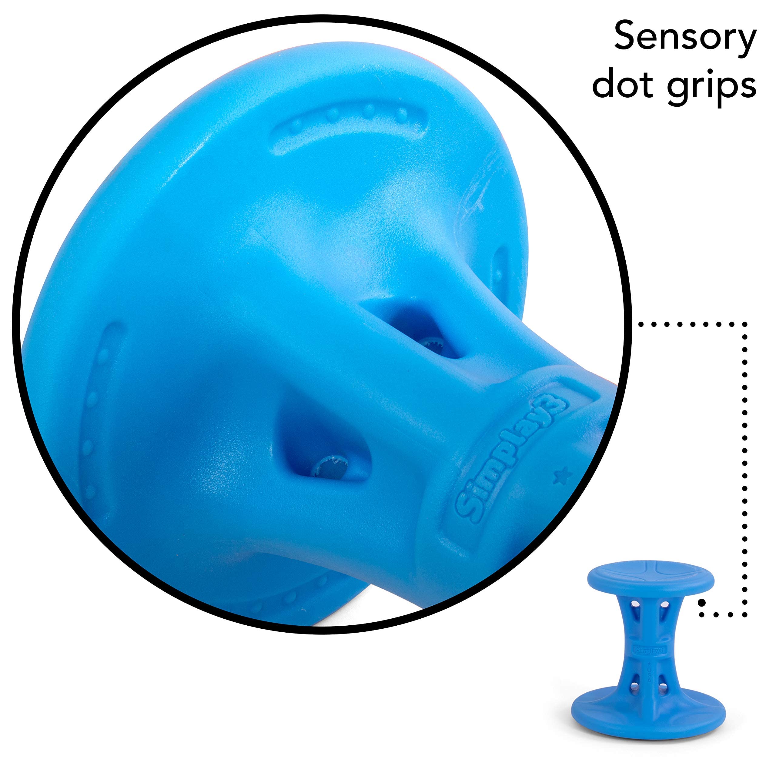 Simplay3 Wiggle/Wobble Play Around Kids Flexible Active Sitting Chair/Stool (Single Stool) to Improve Focus, Posture, Strengthen Core - Ages (5-8) 14 inch Blue - Made in The USA