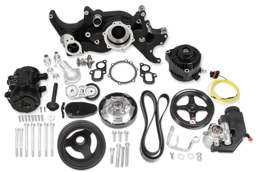 Holley Mid-Mount 20-205BK Complete Accessory System for LT Engines Black