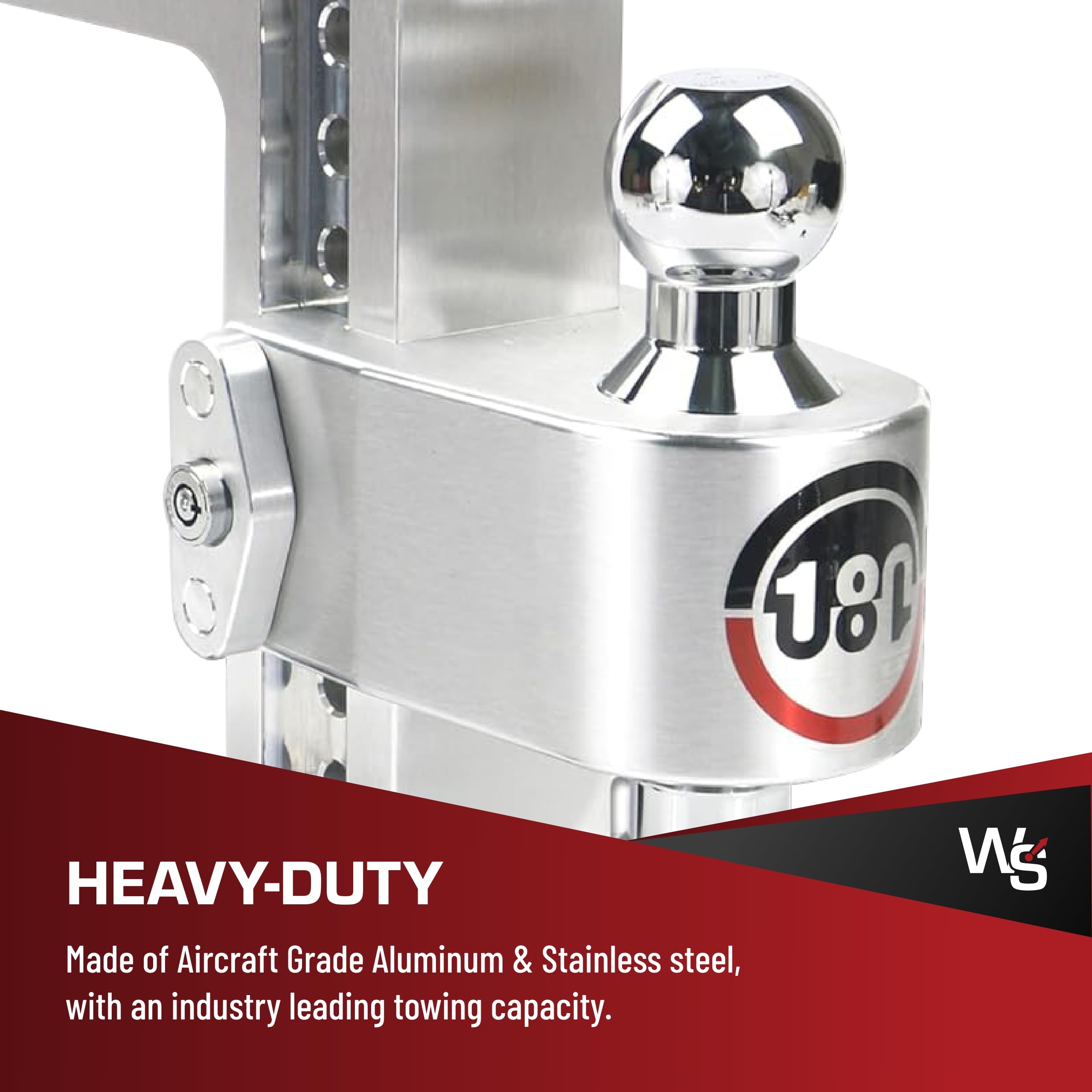 Weigh Safe Adjustable Trailer Hitch - 180-Degree Trailer Hitch for Towing - Compatible with 3" Receivers - 8" Drop, Chrome-Plated Tow Balls, 21,000 GTW, 2-Piece Lock Set