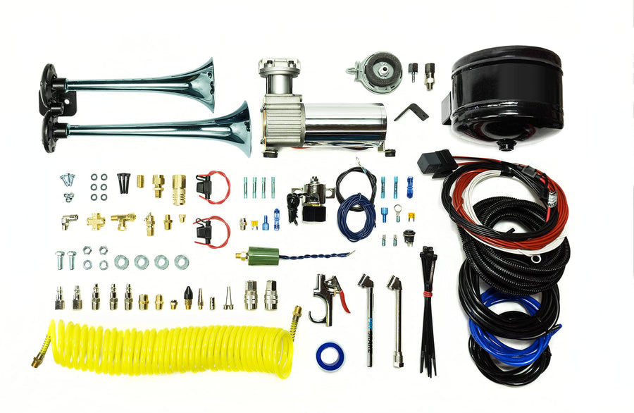 Dual Premium Air Horn Kit W/Air Horn Kit (HP10073) And Onboard Air Kit (HP10163)
