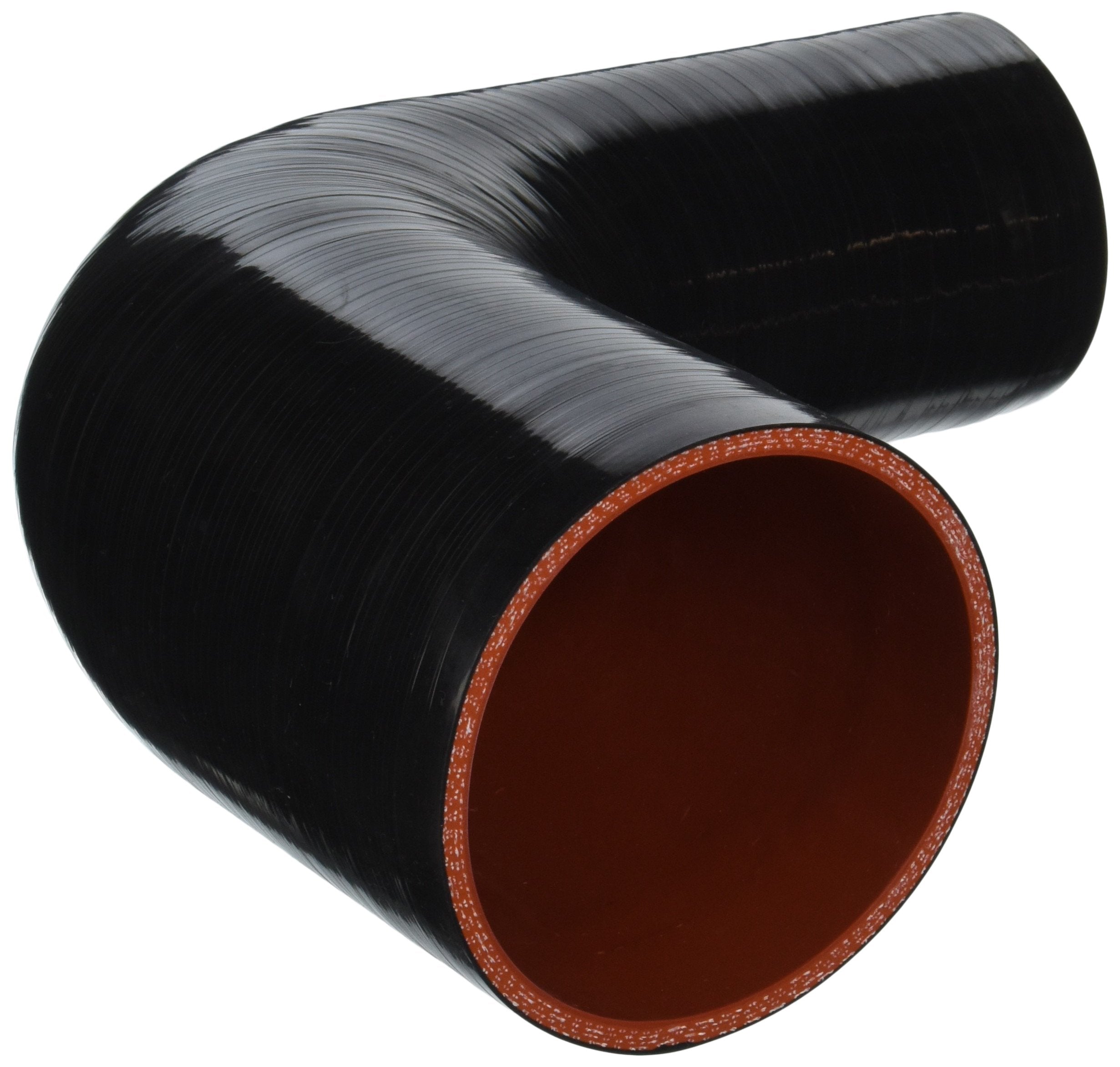HPS Silicone High Temperature HTSER90-300-400-BLK 4-ply Reinforced 90 degree Elbow Reducer Coupler Hose, 25 PSI Maximum Pressure, 4" Leg Length on each side, 3" > 4" ID, Black