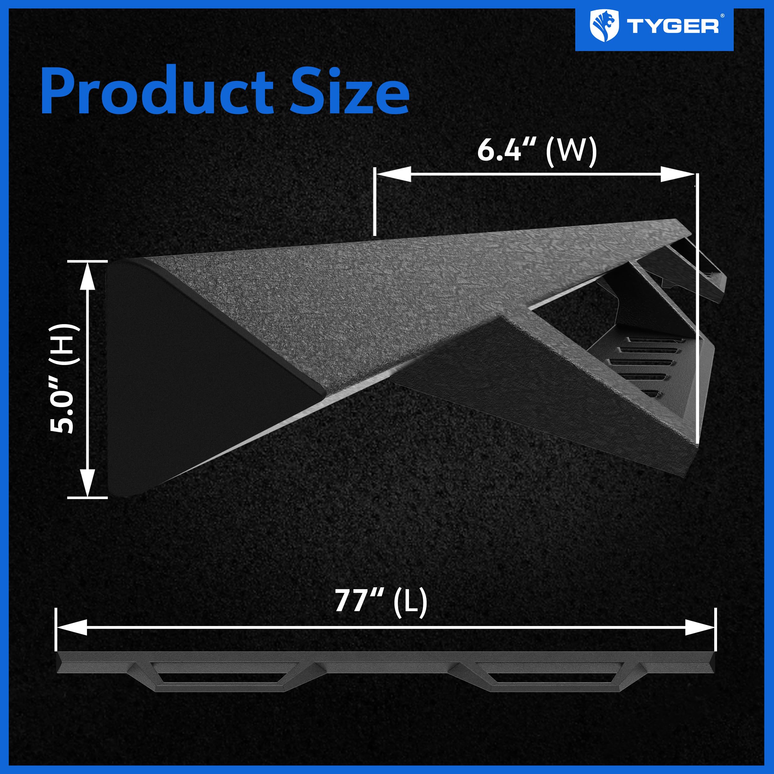 Tyger Auto LanderX Running Board | Compatible with 2019-2026 Ford Ranger | Supercrew Cab | TG-LX3F82448 | Drop Step Side Step Rail Nerf Bars