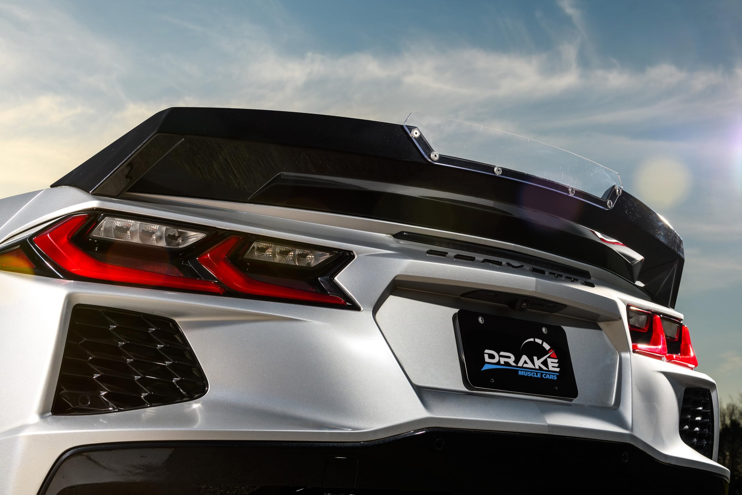 Muscle Cars Drake CV-C8R190001-PASB Rear Wicker Bill Spoiler - Satin Black