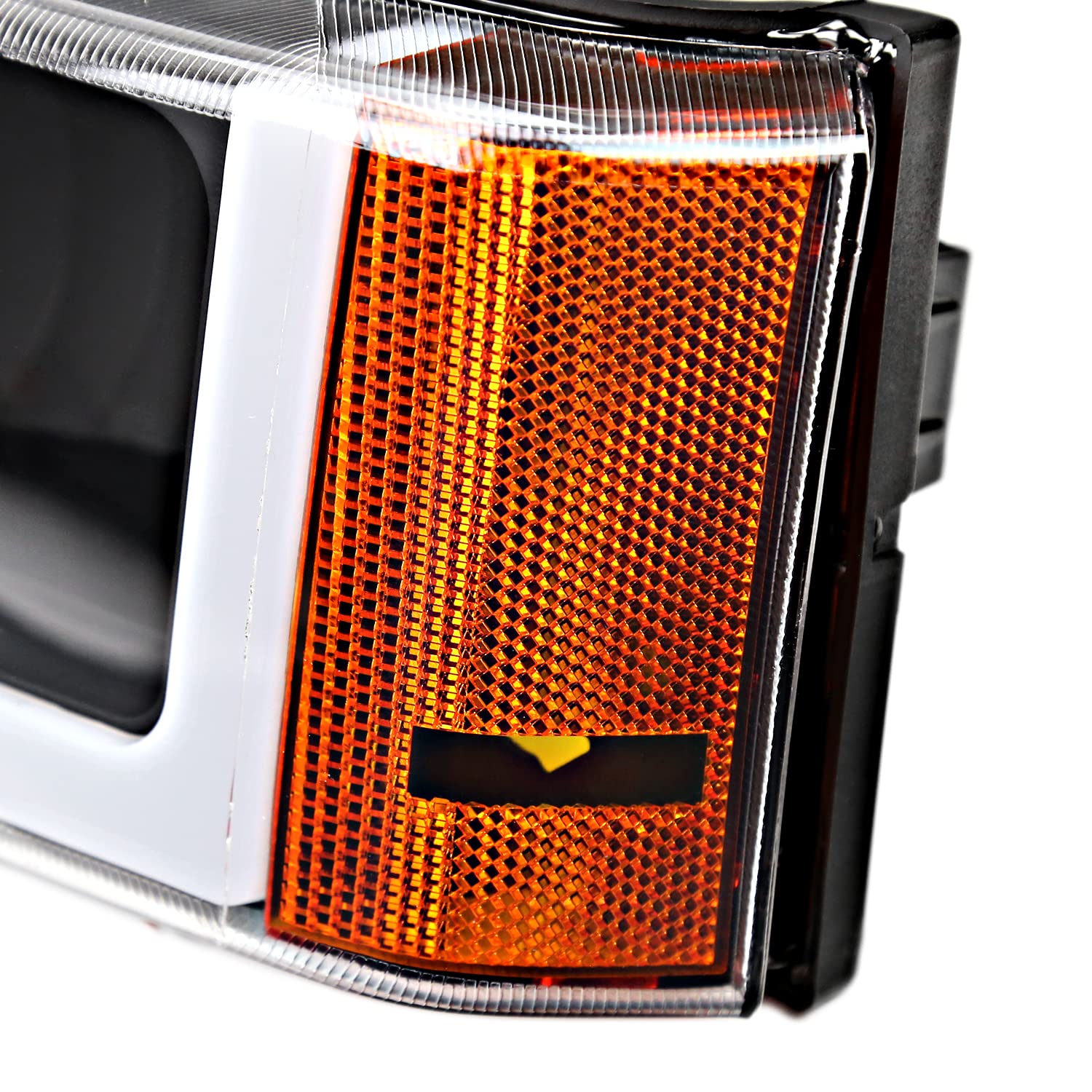 Black LED Bar Headlights Spec-D Tuning Compatible with 2003-2007 Chevy Silverado, Left + Right Pair Headlamps Assembly