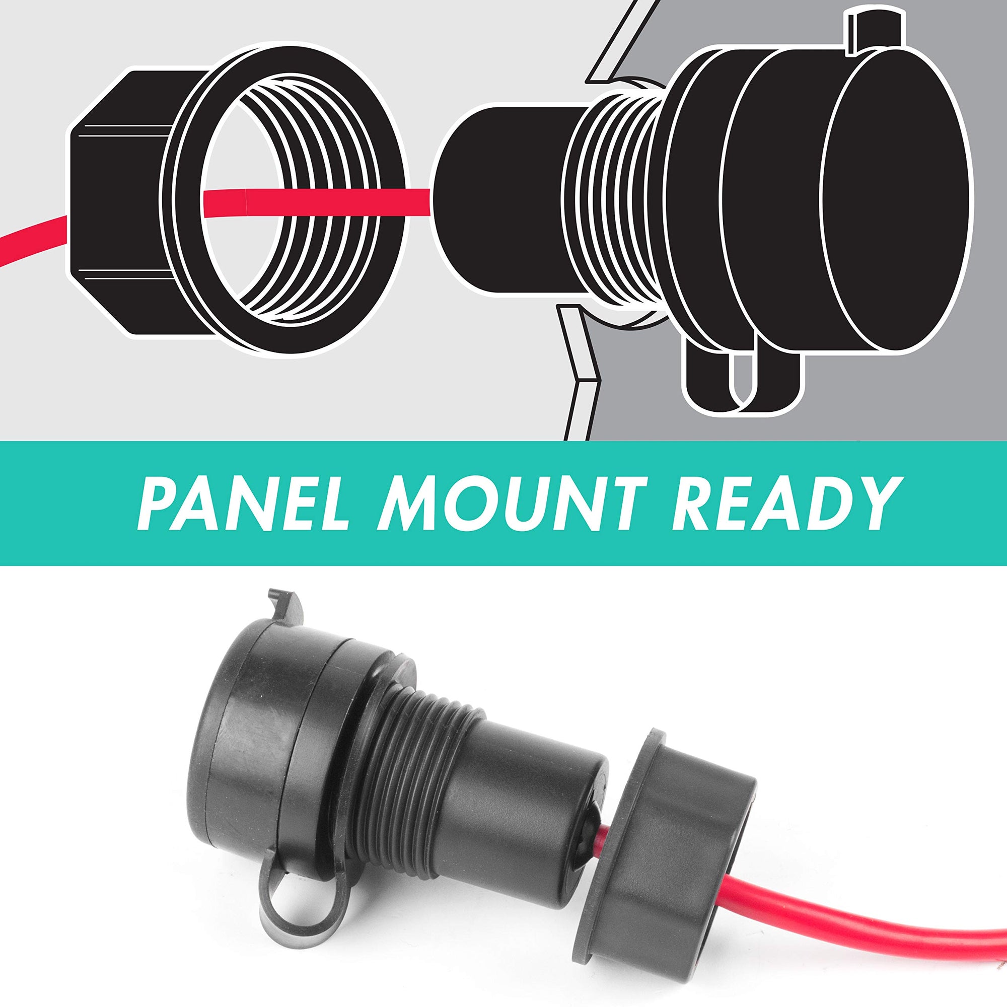 12V/24V Wagan 12ft. DC Extension Cable with Panel Mount and Weather Proof Cover…