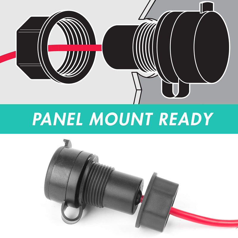 12V/24V Wagan 12ft. DC Extension Cable with Panel Mount and Weather Proof Cover…