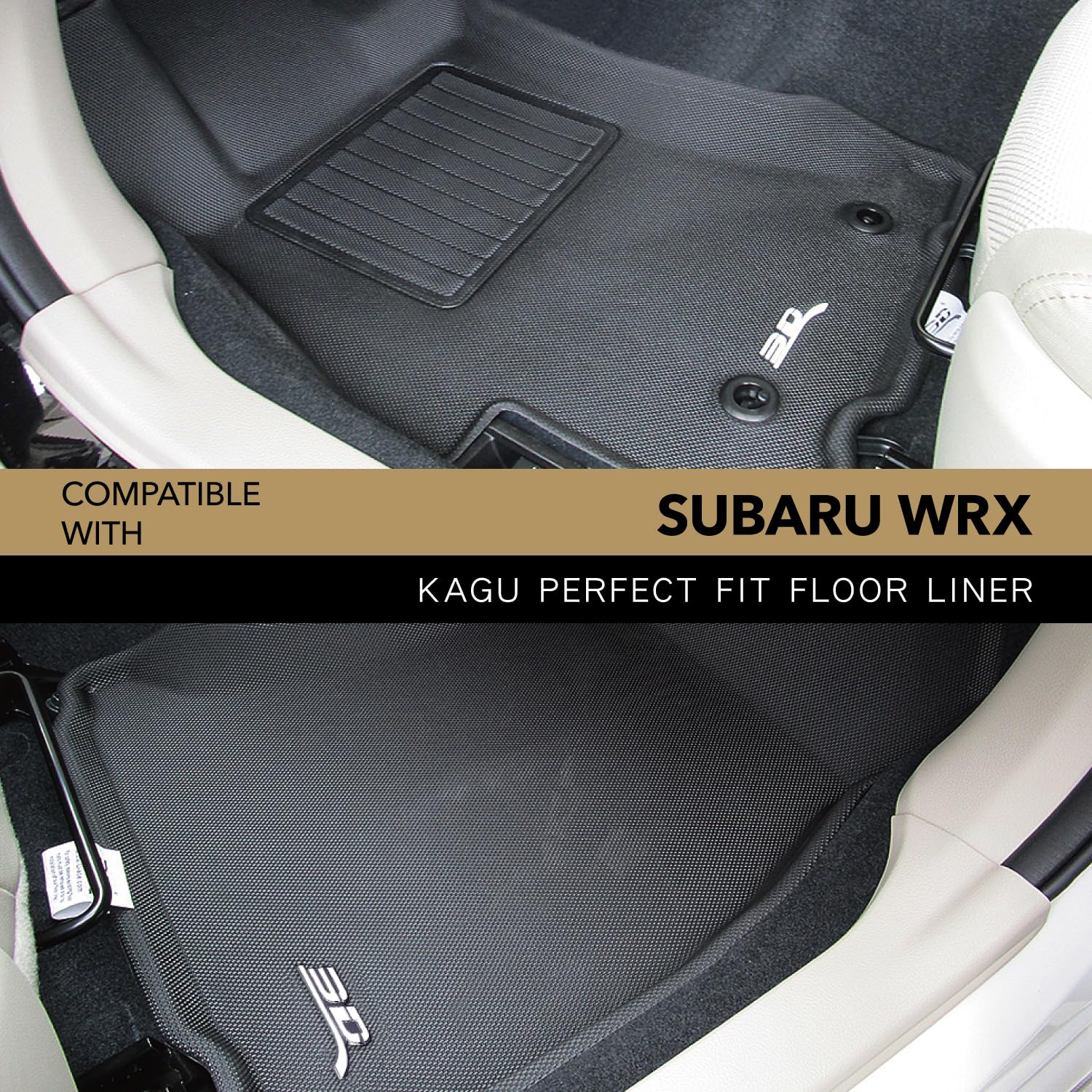 3D MAXpider Kagu Custom Fit Floor Mat (Black) Compatible with Subaru Impreza 2012-2016 / XV Crosstrek 2013-2017/ WRX 2015-2021/ WRX STI 2015-2021 - R1