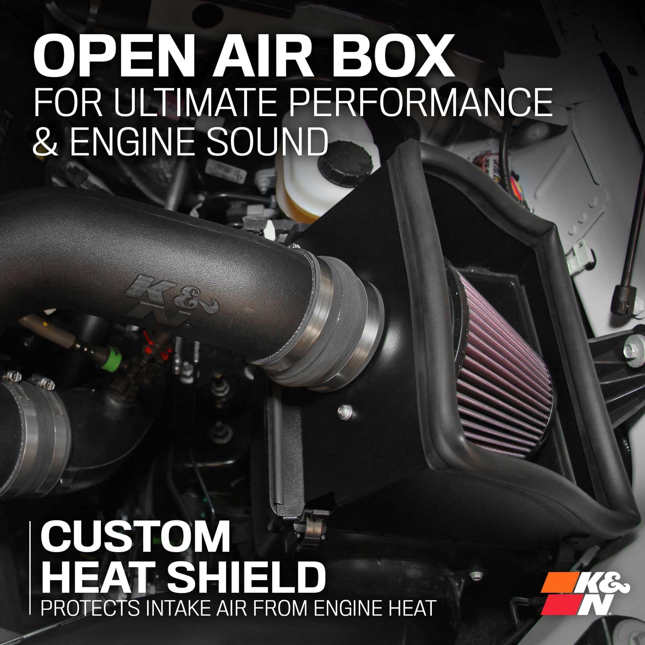 K&N Cold Air Intake System: High-Flow Air Filter, Towing & Increase Performance: Compatible with 2015-2025 FORD: F150, 63-2593
