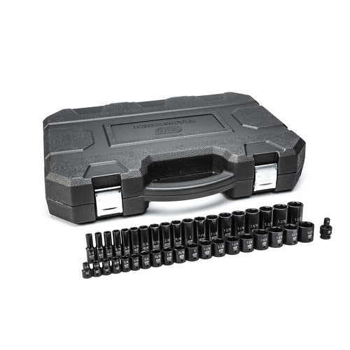 39 Pc. GEARWRENCH 1/2" Drive 6 Pt. Impact Socket Set, Standard & Deep, SAE - 84947N, Black