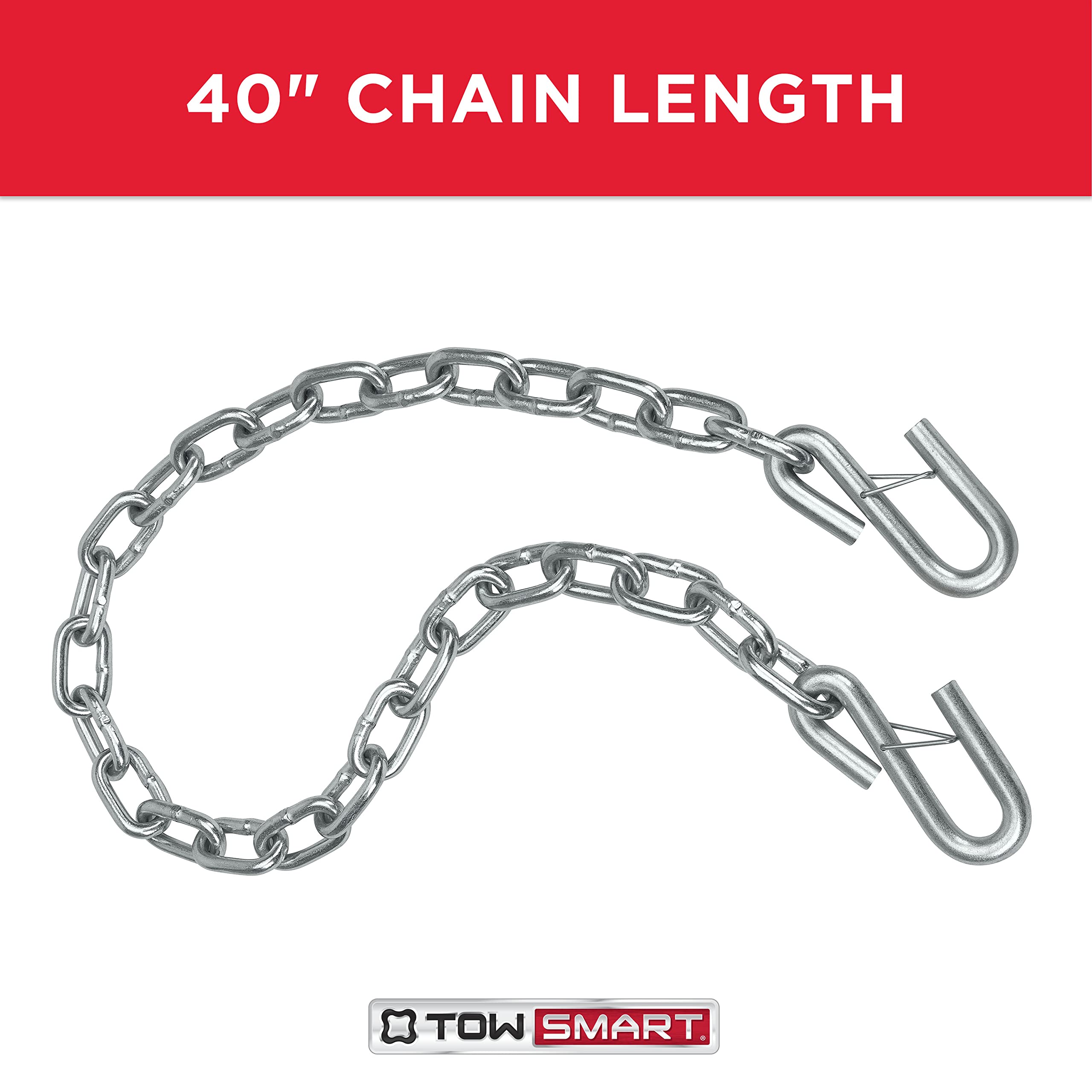 40 in. TOWSMART Towing Safety Chains with Safety Latch S Hooks - 5,000 lb. Capacity