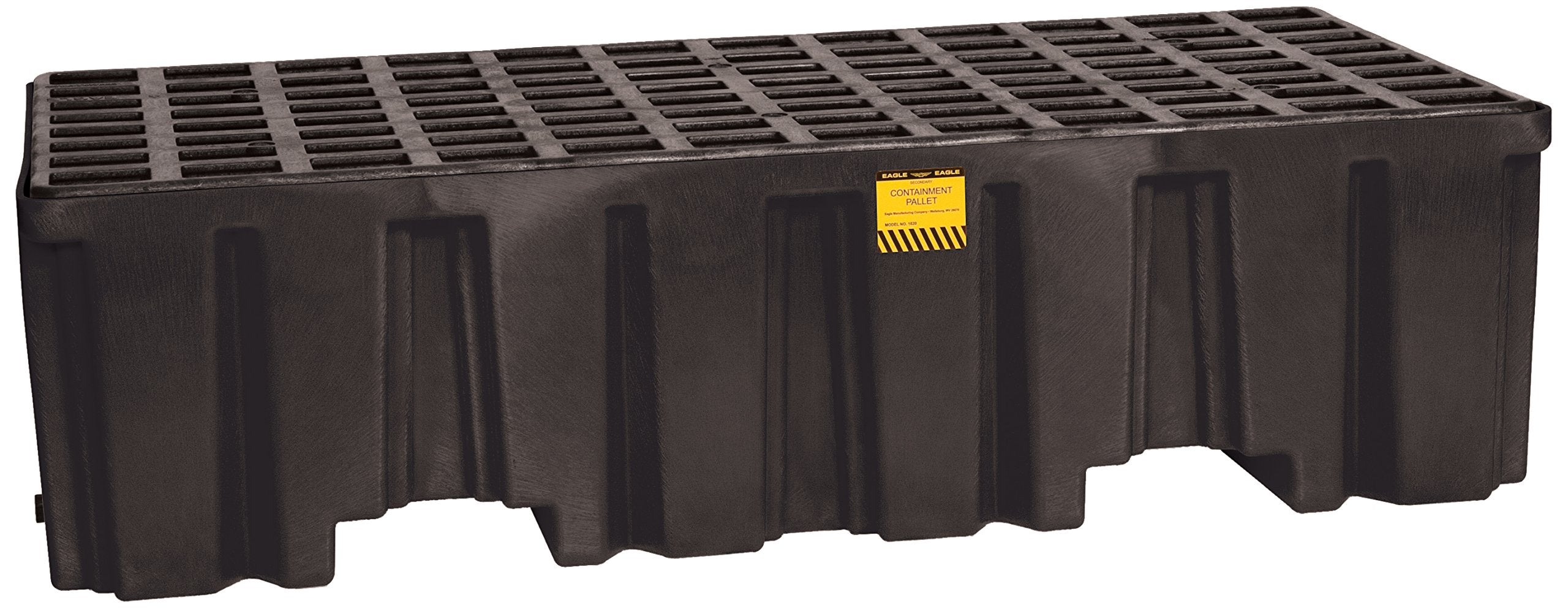2 Eagle Drum Spill Containment Pallet with Forklift Pockets, 51.5"x26.25"x13.75", 66 Gallon Sump, 4,000 lbs. Load Capacity Secondary Containment Pallet, Made in USA, Black, 1620BND
