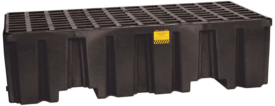 2 Eagle Drum Spill Containment Pallet with Forklift Pockets, 51.5"x26.25"x13.75", 66 Gallon Sump, 4,000 lbs. Load Capacity Secondary Containment Pallet, Made in USA, Black, 1620BND