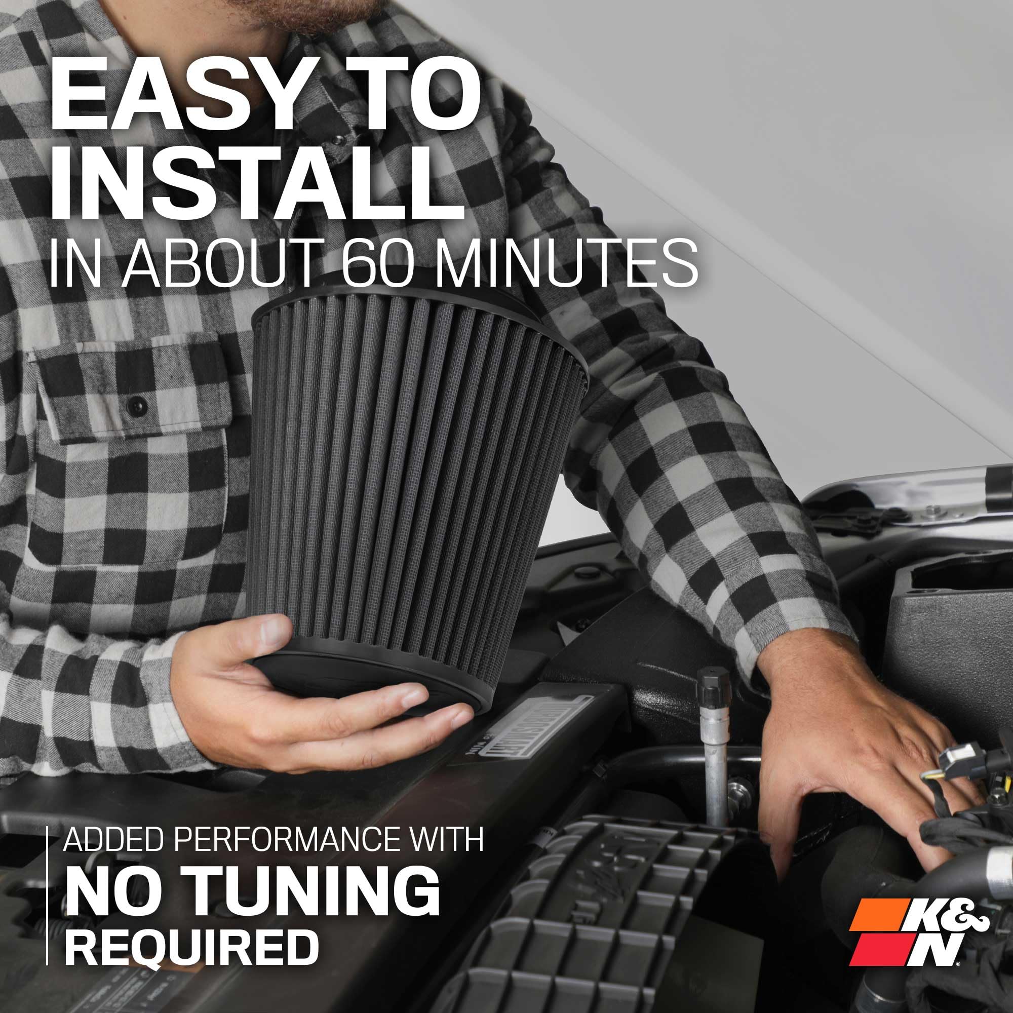 Cold Air Intake System K&N: Dry-Flow Air Filter, Increase Performance & Towing: Compatible with 2019-2025 Chevy/GMC/Cadillac Silverado 1500, Suburban, Tahoe, Sierra 1500, Yukon, Escalade, 71-3110