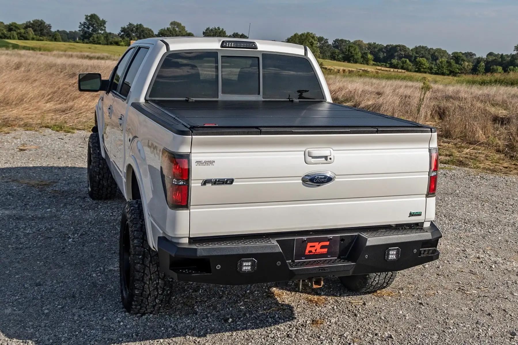 Rough Country Hard Tri-Fold Truck Bed Flip Up Tonneau Cover for Ford F-150 (2004-2014) - Fits 6'7" (78.8") Bed, All-Weather, Flush Aluminum Panels