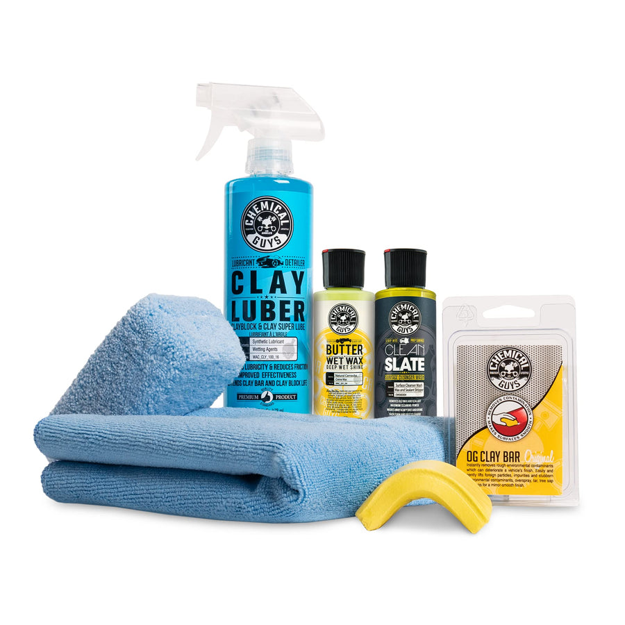 Clay Bar Kit Chemical Guys - Complete System - Clay Bar and Luber Combo with Accessories for Smooth Paint Finish - Removes Embedded Dirt, Overspray, and Fallout - 6 Item Kit