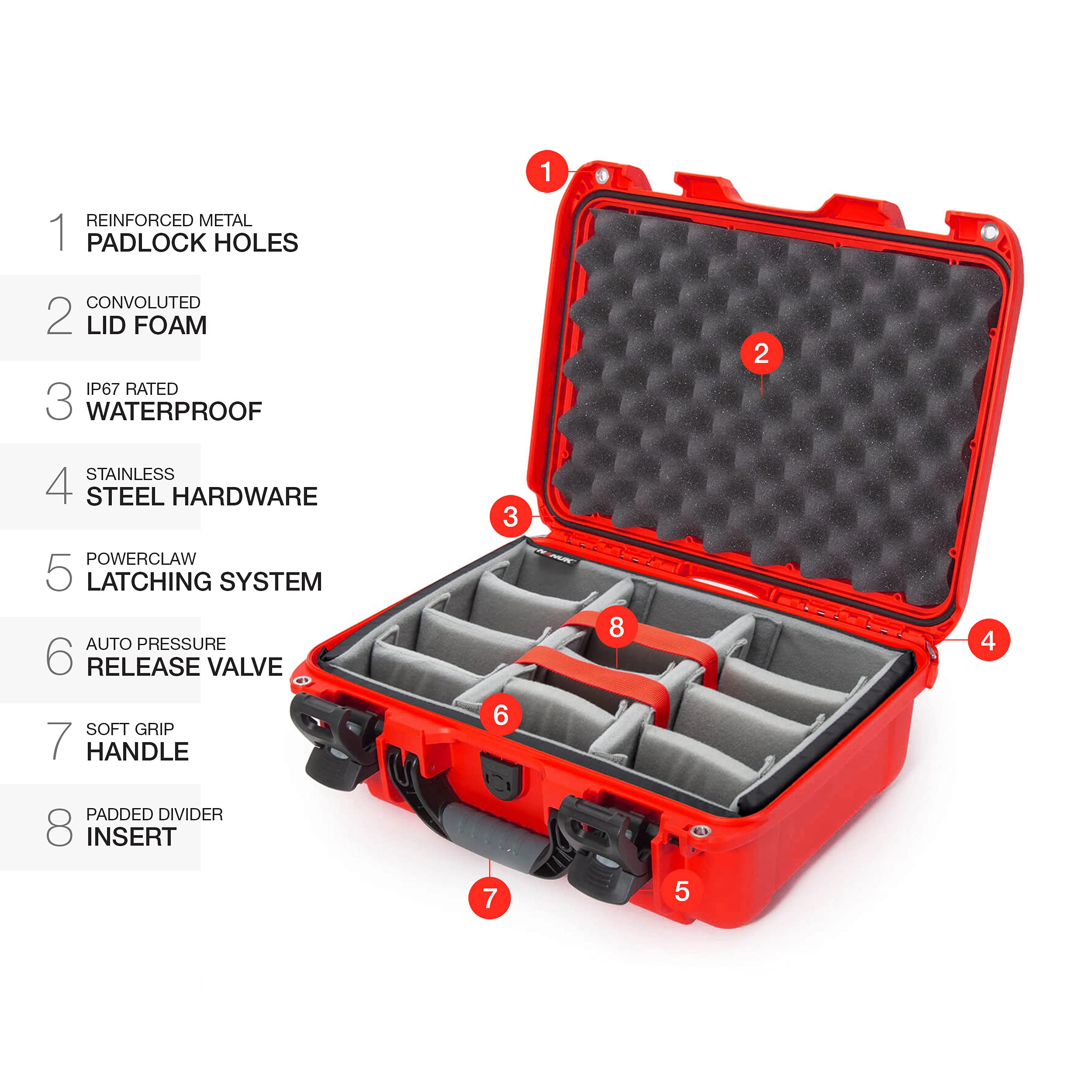 Waterproof Nanuk Hard Case with Padded Dividers - Red (920-2009)