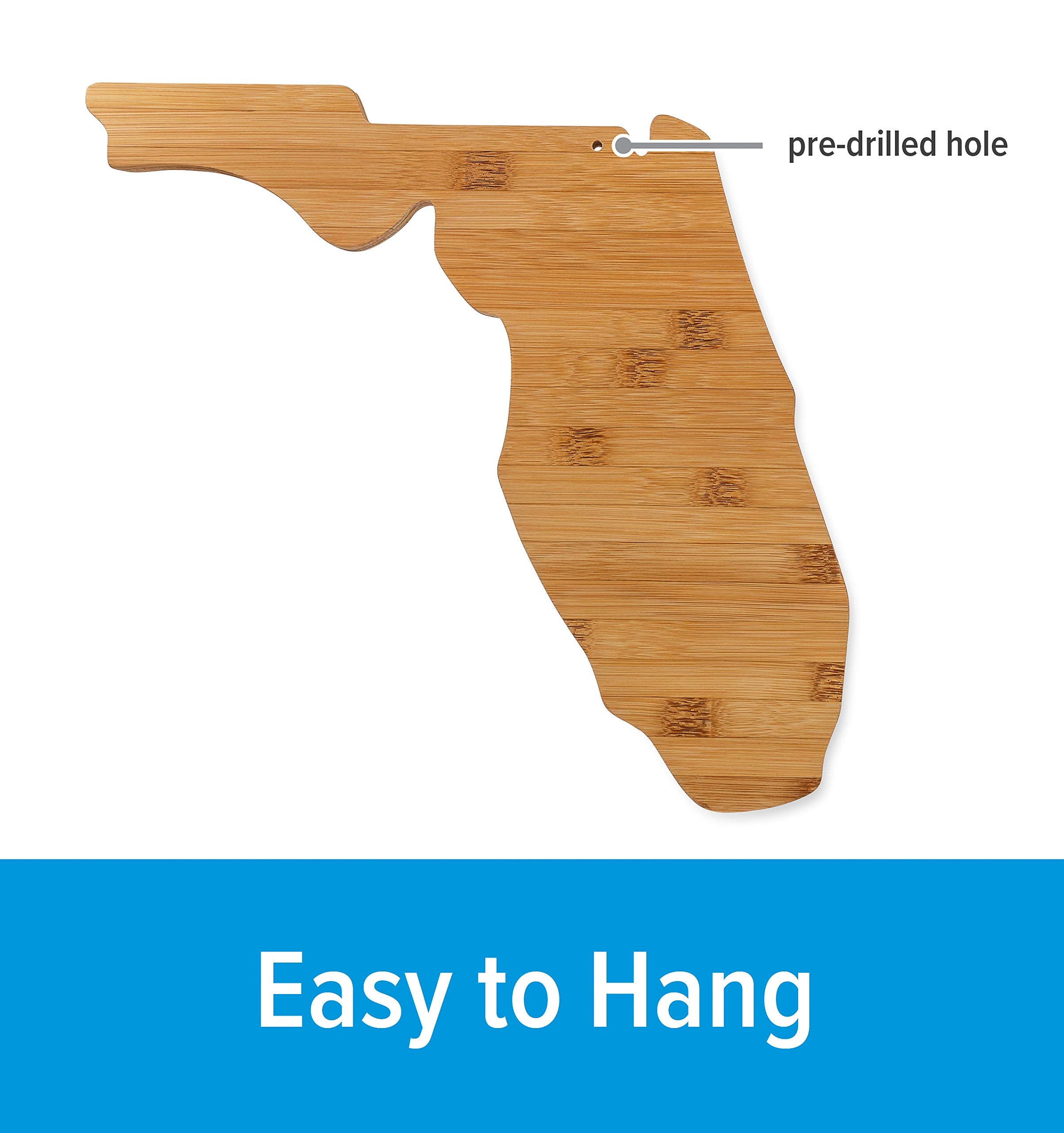 Bamboo Cutting Board Camco 53110, California-Shaped - Perfect for Kitchen Use or Wall Decoration - Moisture Resistant