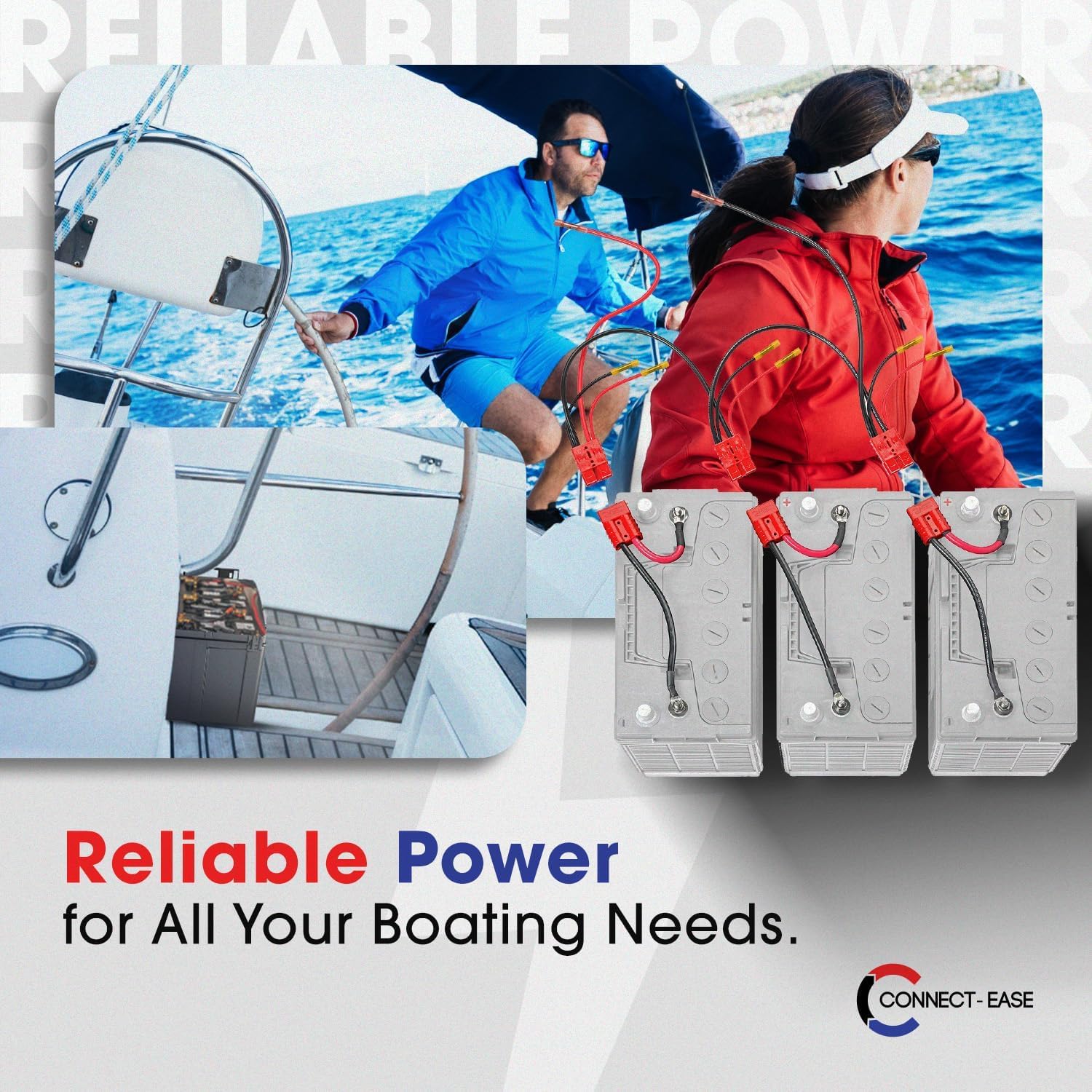 36V Connect-Ease Trolling Motor Connection Kit RCE36VBCHK | Series Connection for 12V Batteries with Onboard Battery Charger | Powers any 36V Trolling Motors | Plug and Play | Batteries Not Included