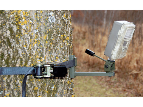 HME Strap-On Trail Camera Holder with 360-degree Rotational Camera Head | Compact Sturdy Adjustable Design | Easy Installation & Versatile Compatibility