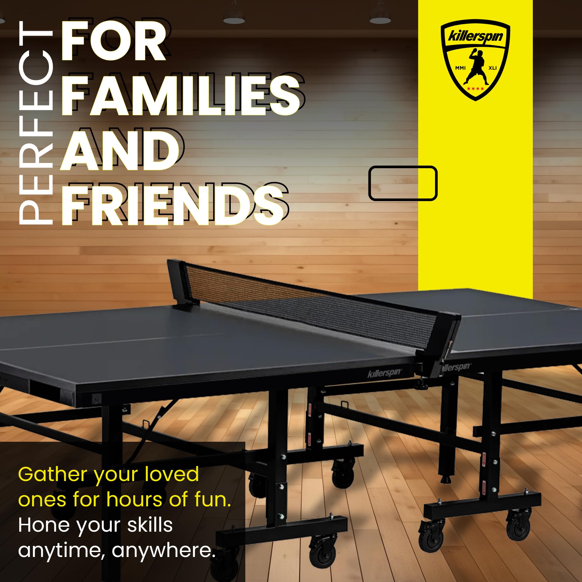 Ping Pong Table, Killerspin MyT 415X Mega, Foldable Table for Table Tennis, Portable Ping Pong Table Set with Built-in Paddle and Ball Storage, 25mm MDF Board Pingpongball Table, Graphite Color