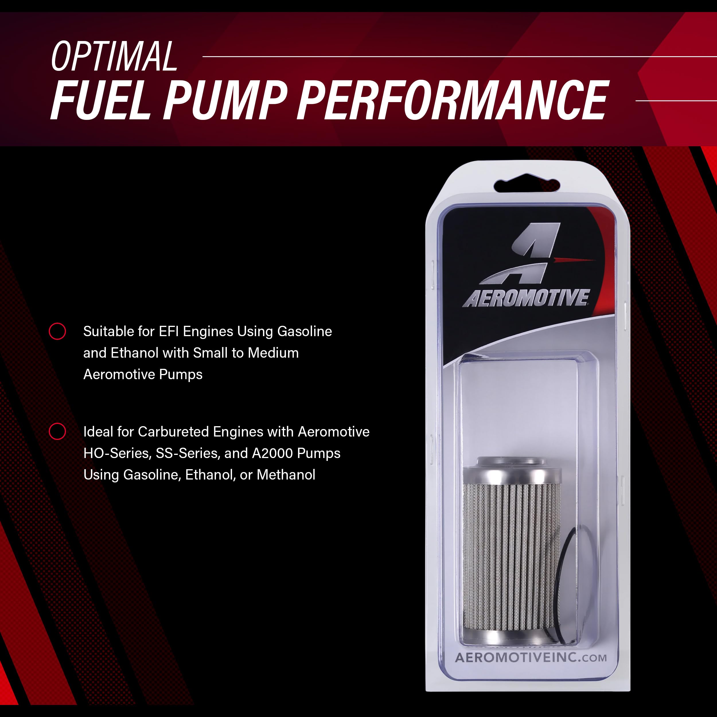 Replacement Aeromotive 12650 Fuel Filter Element, 10-Micron Rating, Microglass Media, Fits All 2" OD Filter Housings, for Gas and Alcohol Fuels