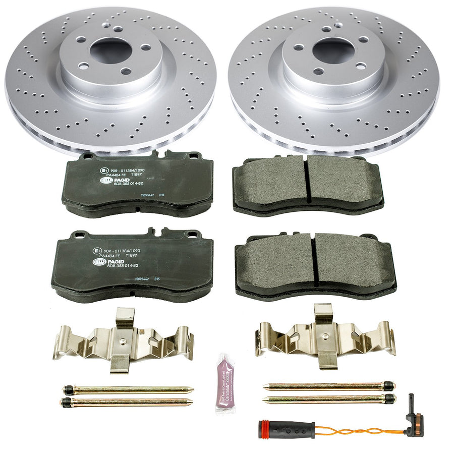 Power Stop ESK6640 Euro-Stop Front Brake Kit and 1 Front Sensor Wire For Mercedes-Benz E550 2010-2011 [Model Specific]