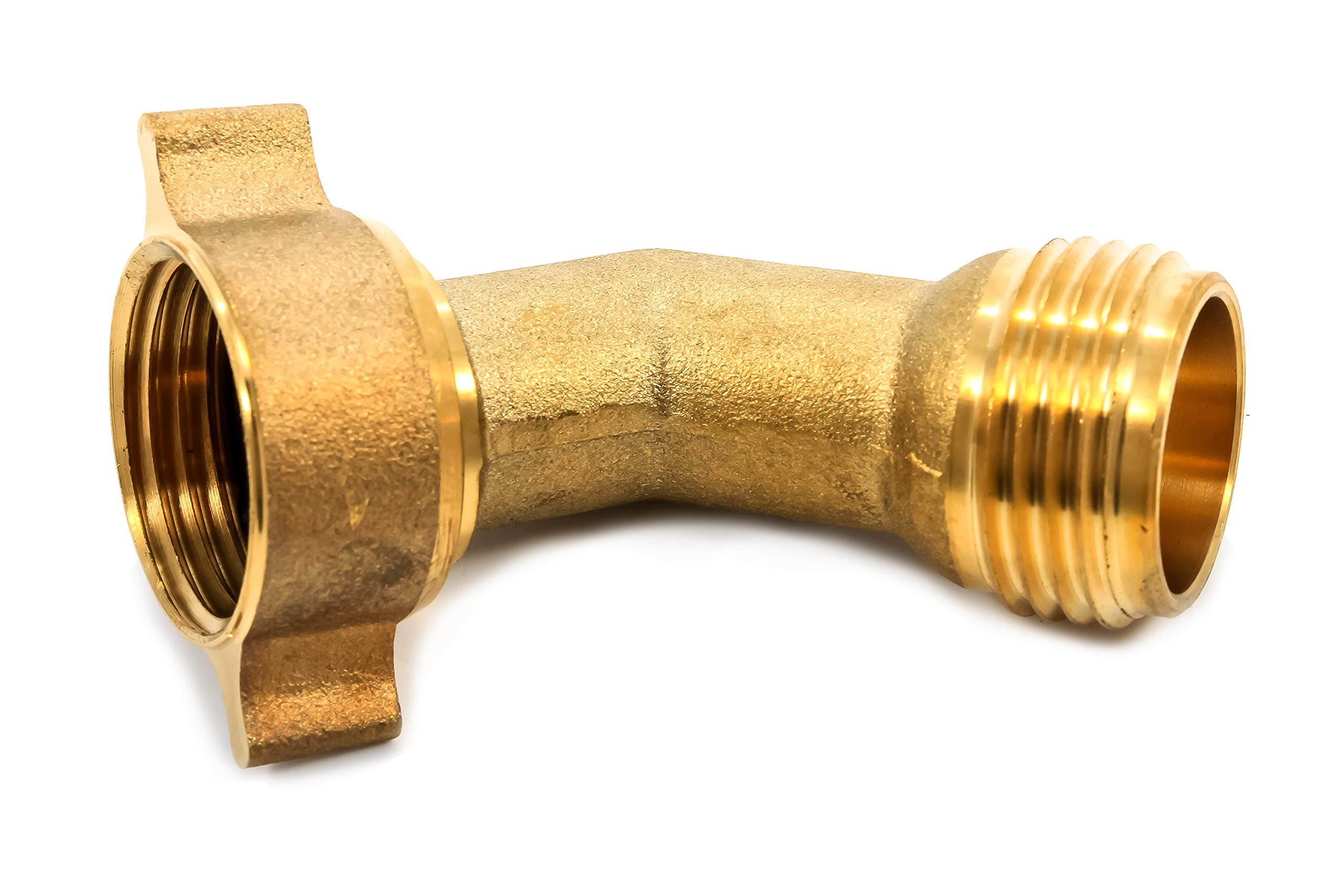 45 Degree Camco Hose Elbow- Eliminates Stress and Strain On RV Water Intake Hose Fittings, Solid Brass (22605)