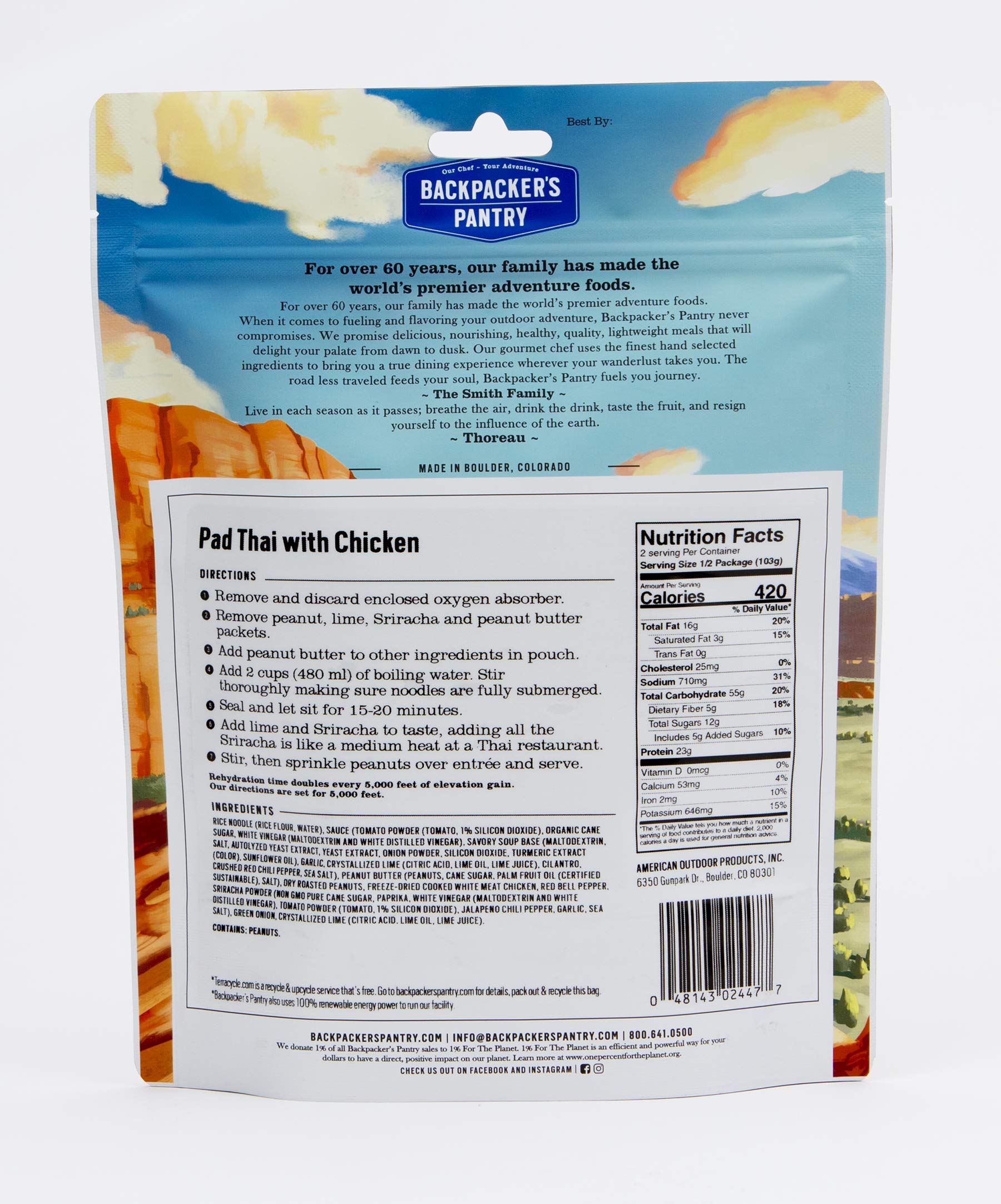 Pad Thai with Chicken Backpacker's Pantry | Freeze Dried Backpacking & Camping Food, 1 Count