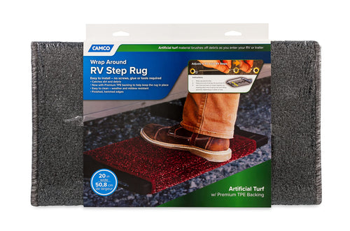 RV Step Camco Rug (Premium Wrap Around, Turf Material (22" x 20") - Gray)