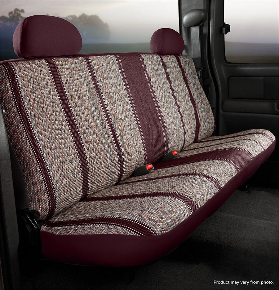 Fia Wrangler TR42-95WINE Custom Seat Cover; Saddle Blanket; Wine; Rear; Bench Seat; w/Adjustable Headrests;