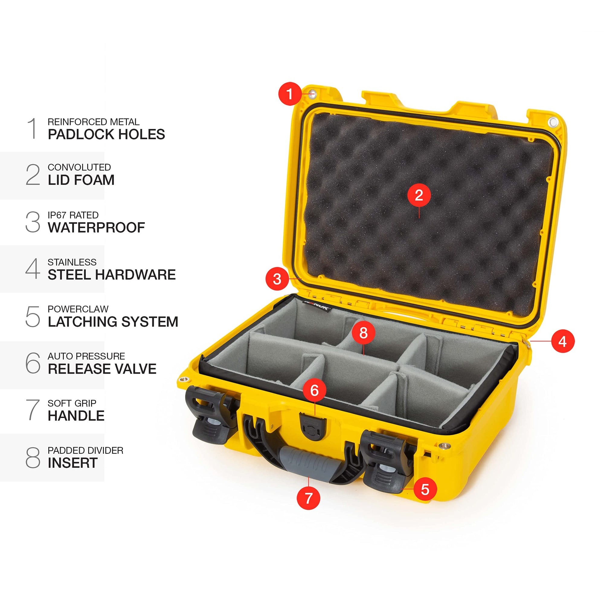Waterproof Nanuk 915 Hard Case with Padded Dividers - Yellow
