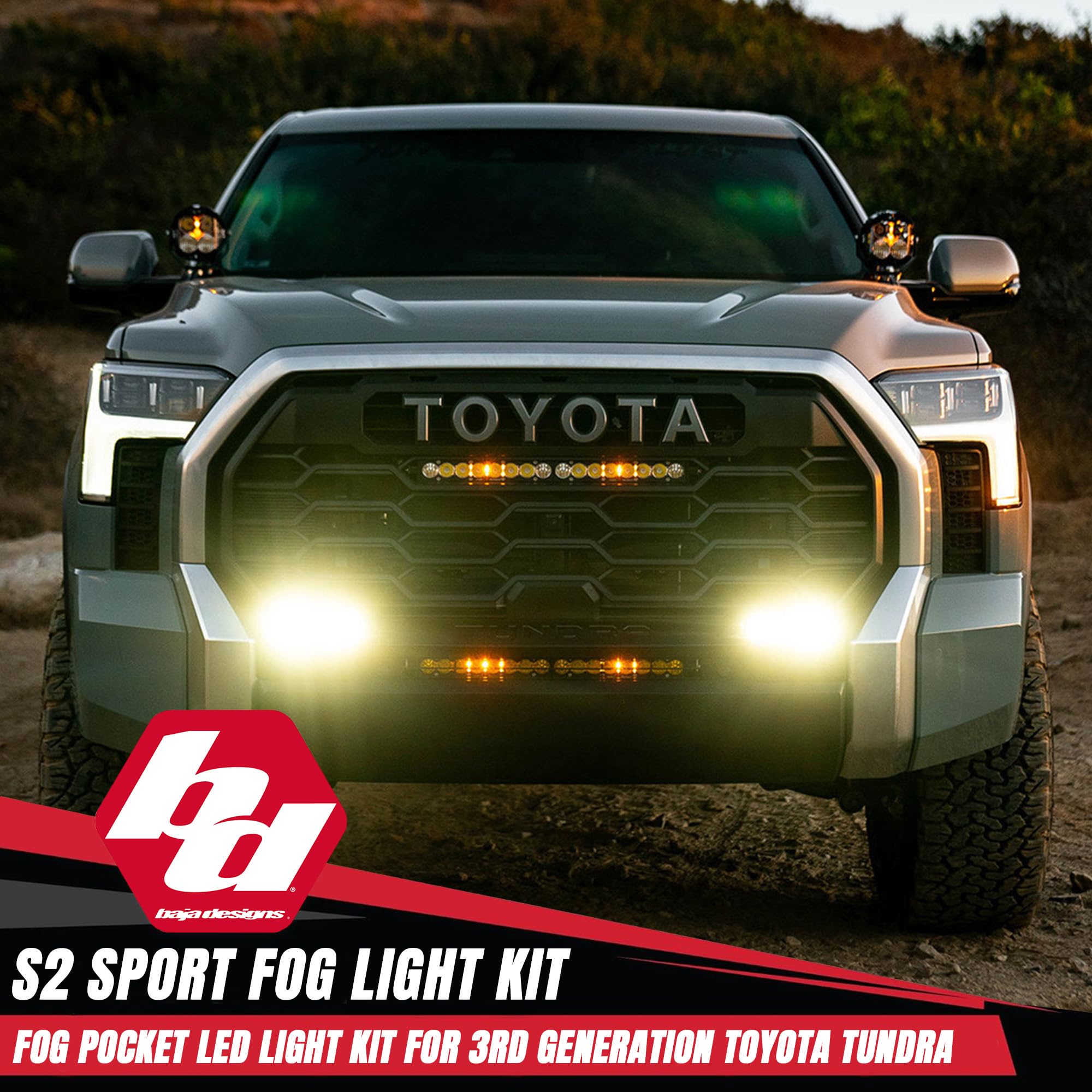 Baja Designs S2 Dual Sport LED Fog Pocket Light Kit for Toyota Tundra Truck - 4 PCS LED