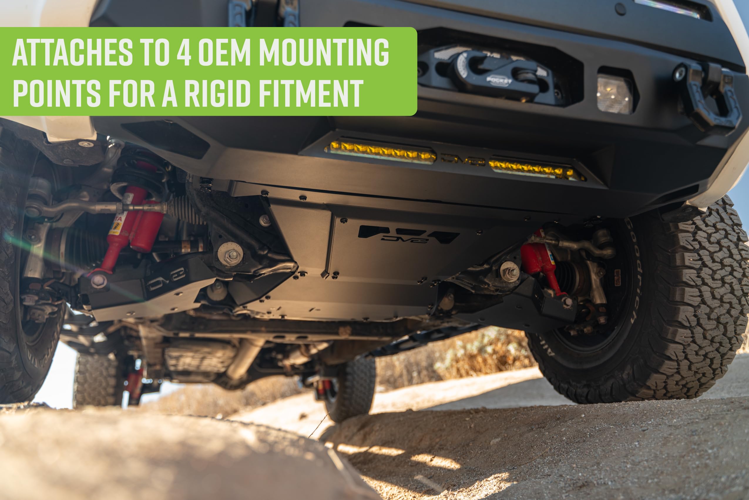 Front Skid Plate DV8 Offroad for 2024 Toyota Tacoma | Protects Intercooler | Rigid Fitment | Compatible w/Factory & DV8 Front Bumpers | Fully Bolt-On Install | 3.5mm Steel