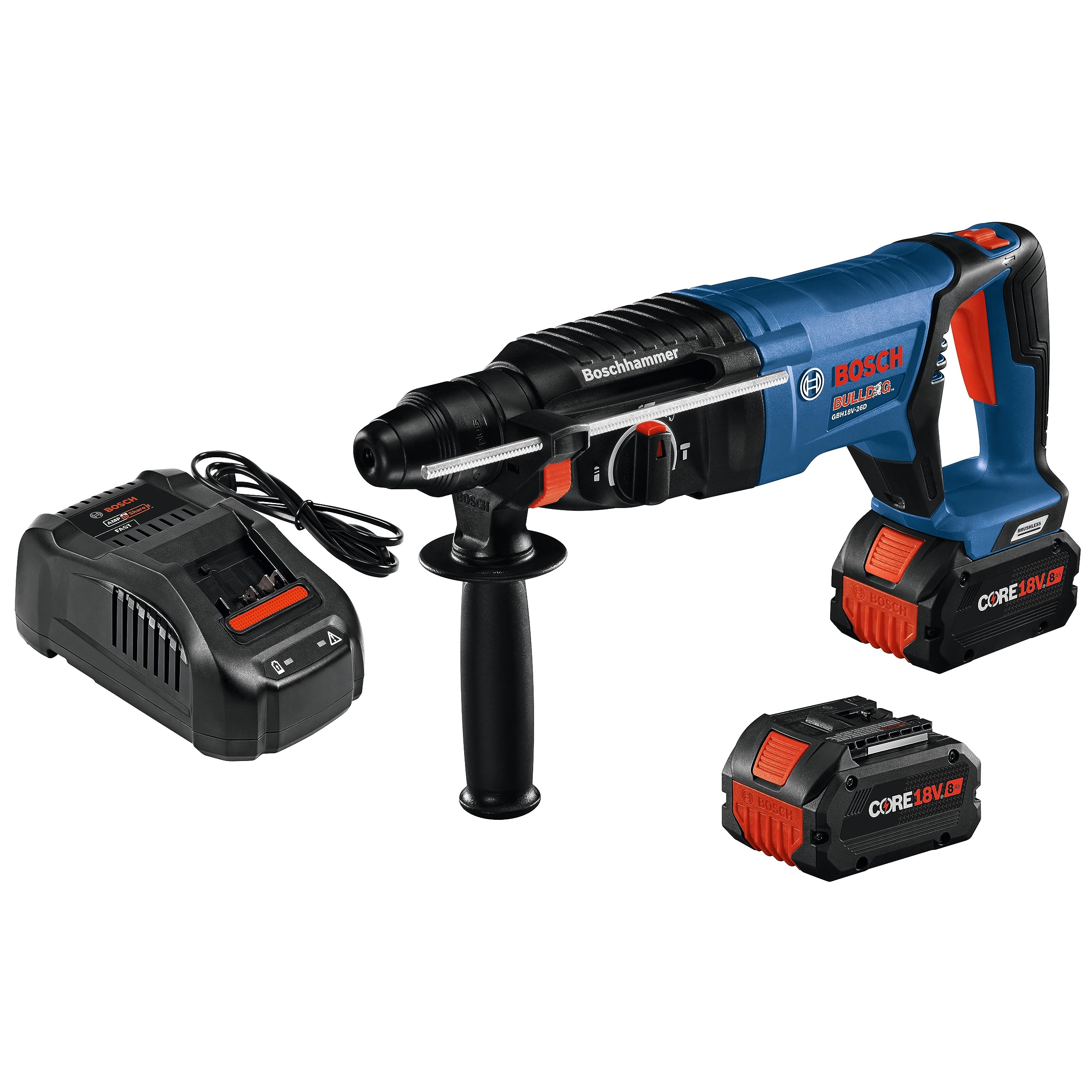 Bosch 18V GBH18V-26DK24 Brushless SDS-plus® Bulldog™ 1 In. Rotary Hammer Kit with (2) CORE18V® 8 Ah High Power Batteries