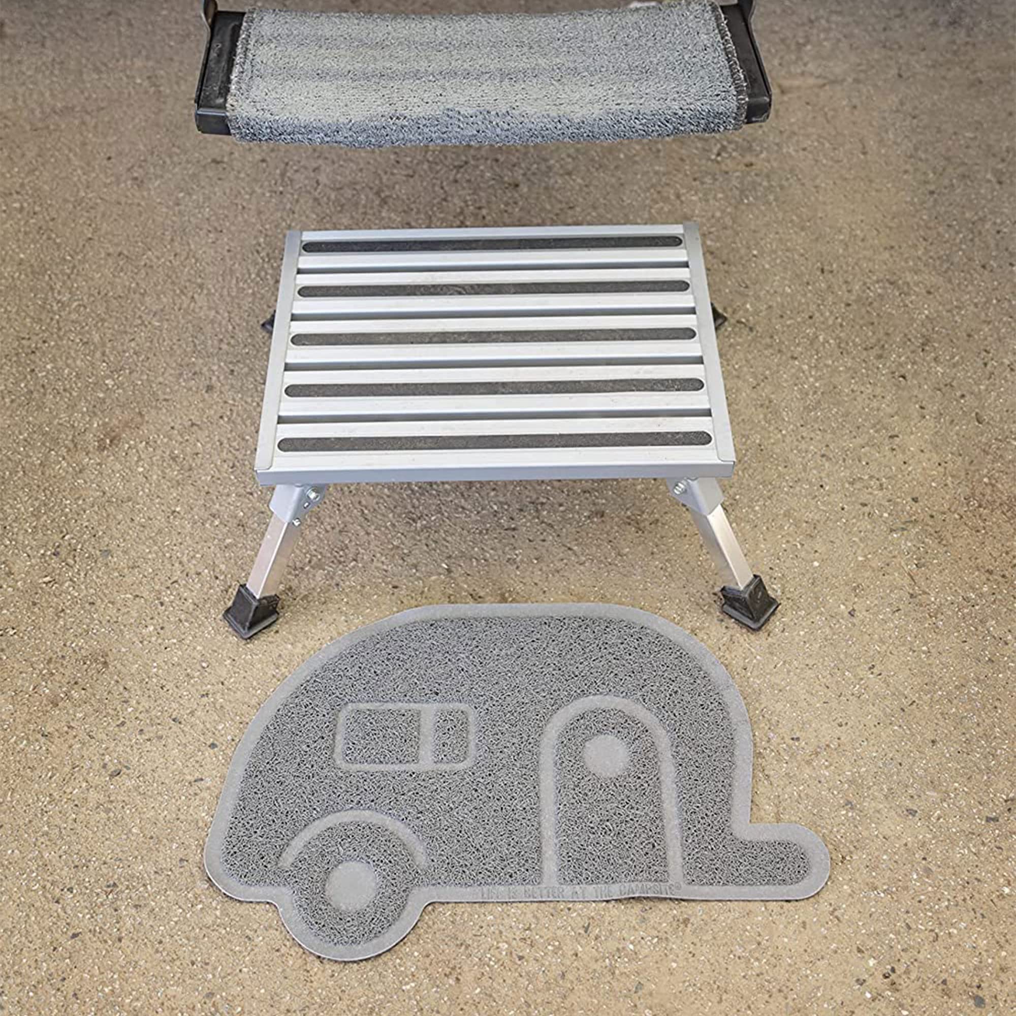 Fixed Height Camco 43677 Aluminum Platform Step, Supports up to 1,000lbs, Includes Non-Slip Rubber Feet