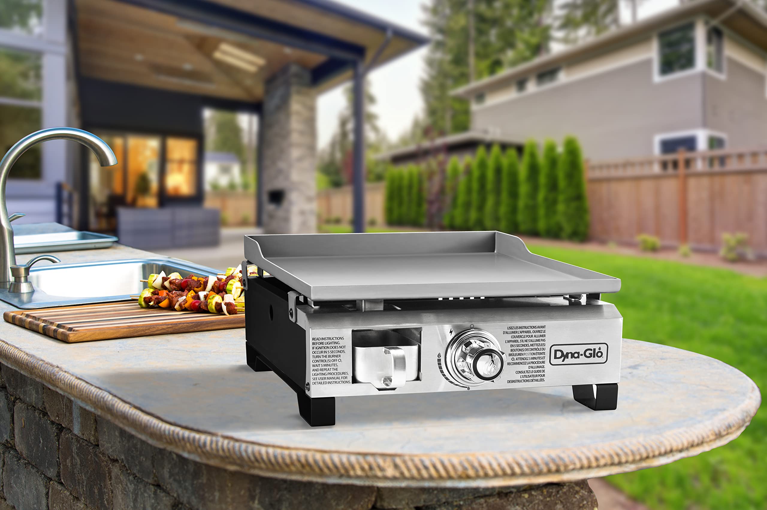18,000 BTU Portable Liquid Propane Gas Griddle - Stainless Steel