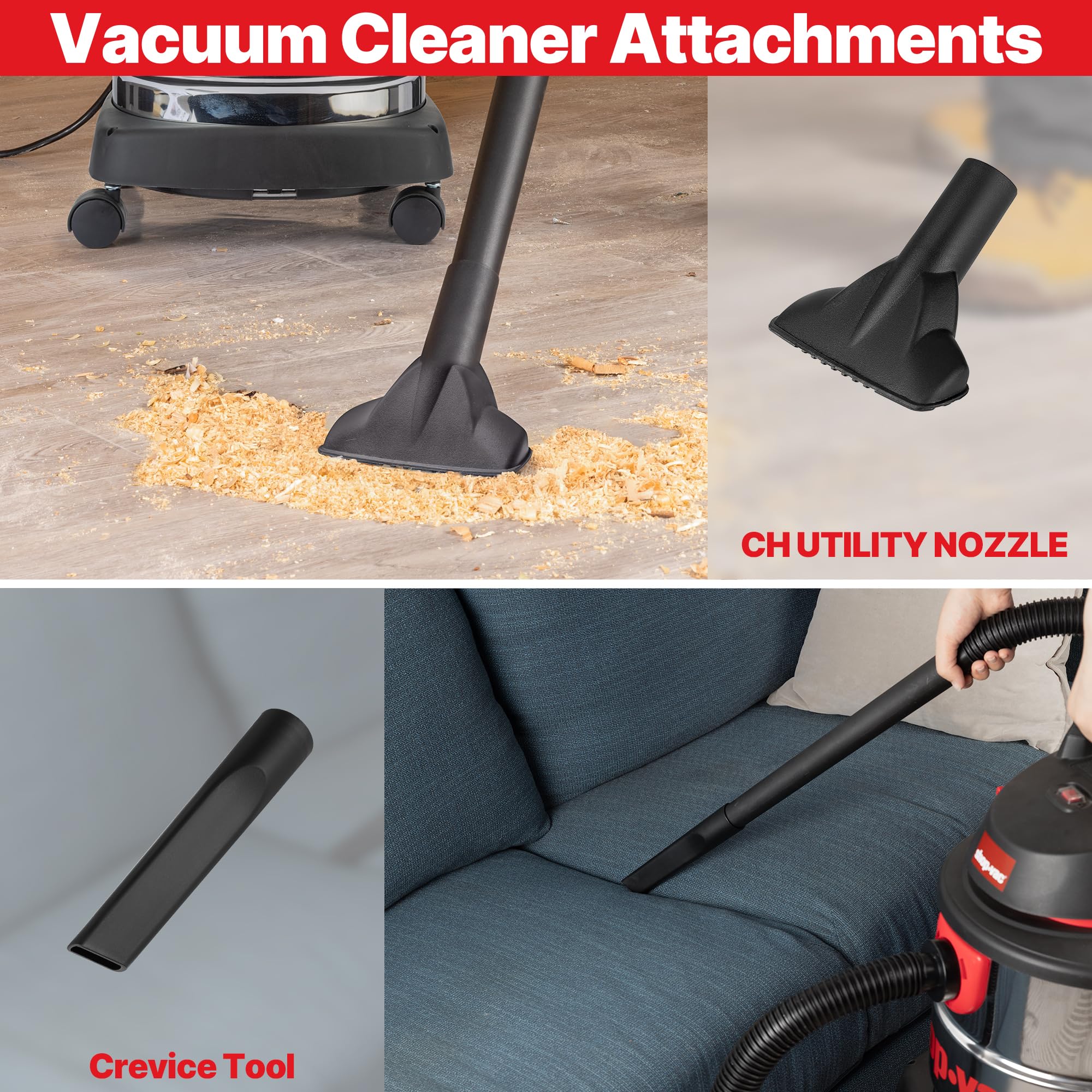 Wet/Dry Vacuum Shop-Vac 5989305, 5 Gallon, 4.5 Peak HP Stainless Steel Vacuum, 1.25 Inch Diameter x 7 Foot Hose, 6 Ft Cord Length, Ideal for Jobsite, Garage, Car & Workshop