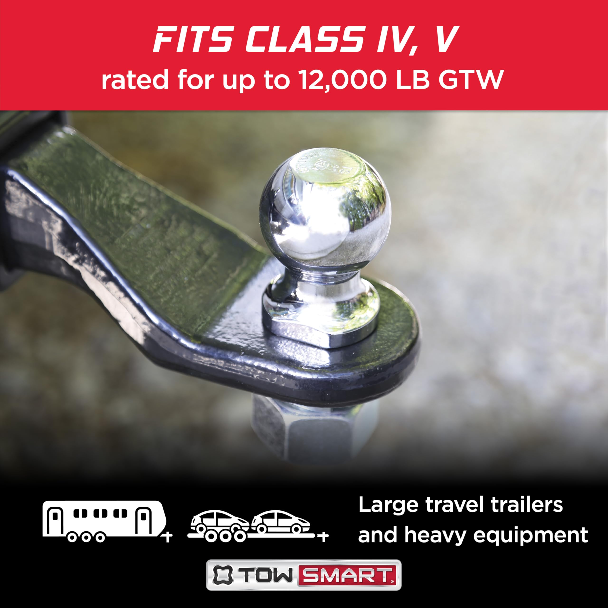 Class IV TOWSMART Chrome Trailer Hitch Ball, 12,000 lb., 2-5/16 in. Ball Diameter, 1-1/4 in. x 2-1/2 in. Shank