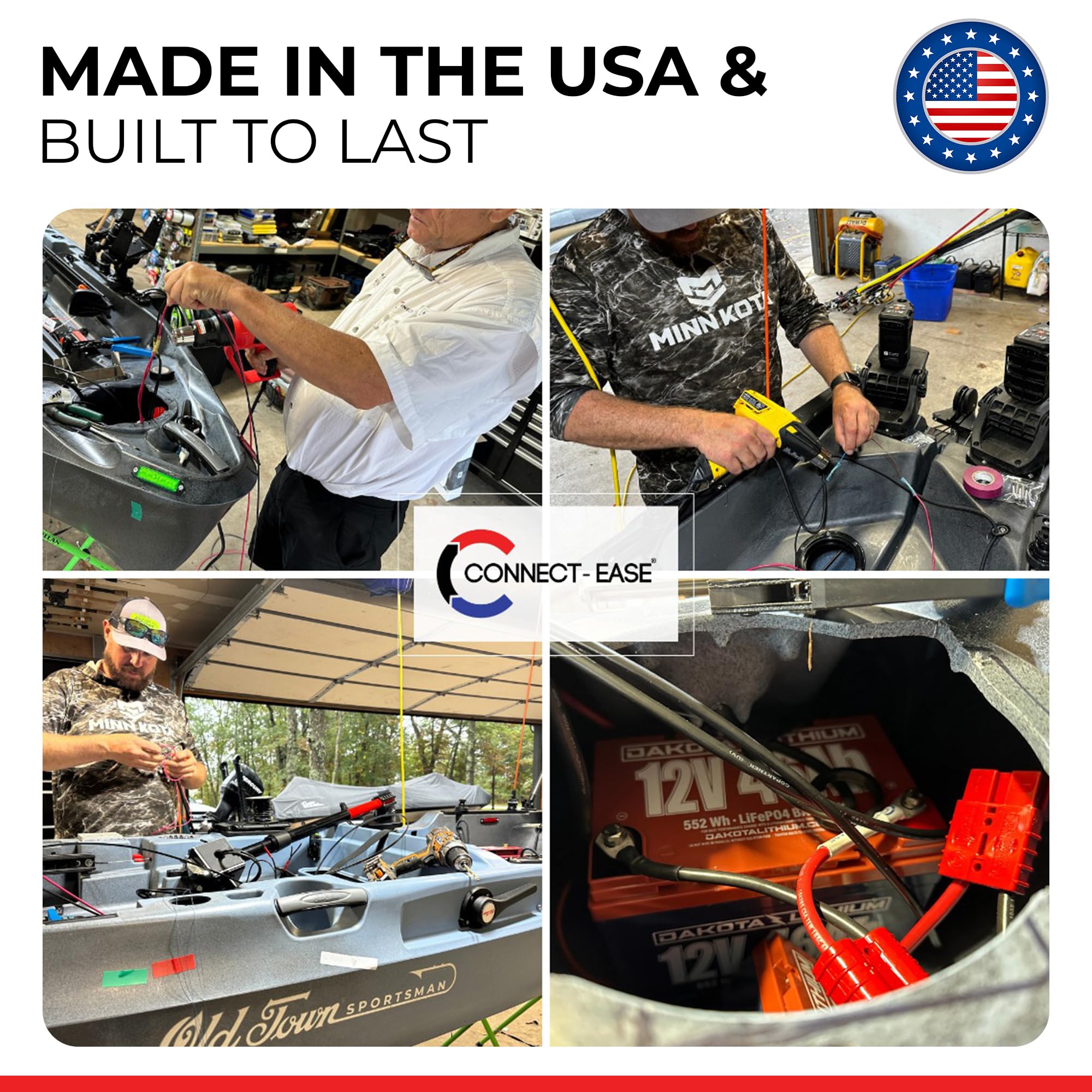 12V Connect-Ease Trolling Motor Wire Connection Kit with On-Board Charger Leads Included RCE12VBCHK | Lithium Compatible | Quick Connect Wire Connectors | Marine and Outdoor Use | Battery Not Included