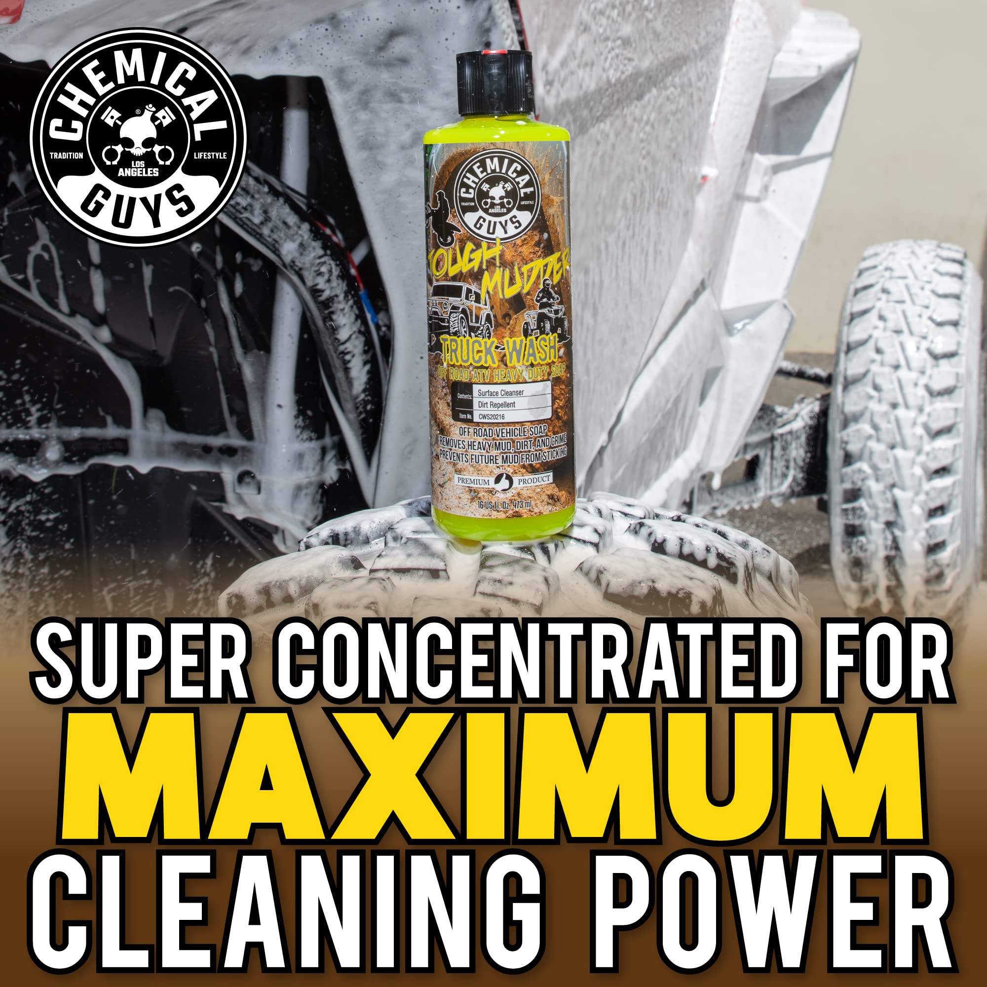 Chemical Guys Tough Mudder CWS20216 Foaming Truck, Off Road, ATV and RV Heavy Duty Wash Soap, (Works with Foam Cannons, Foam Guns or Bucket Washes), 16 fl oz, Lemon Scent