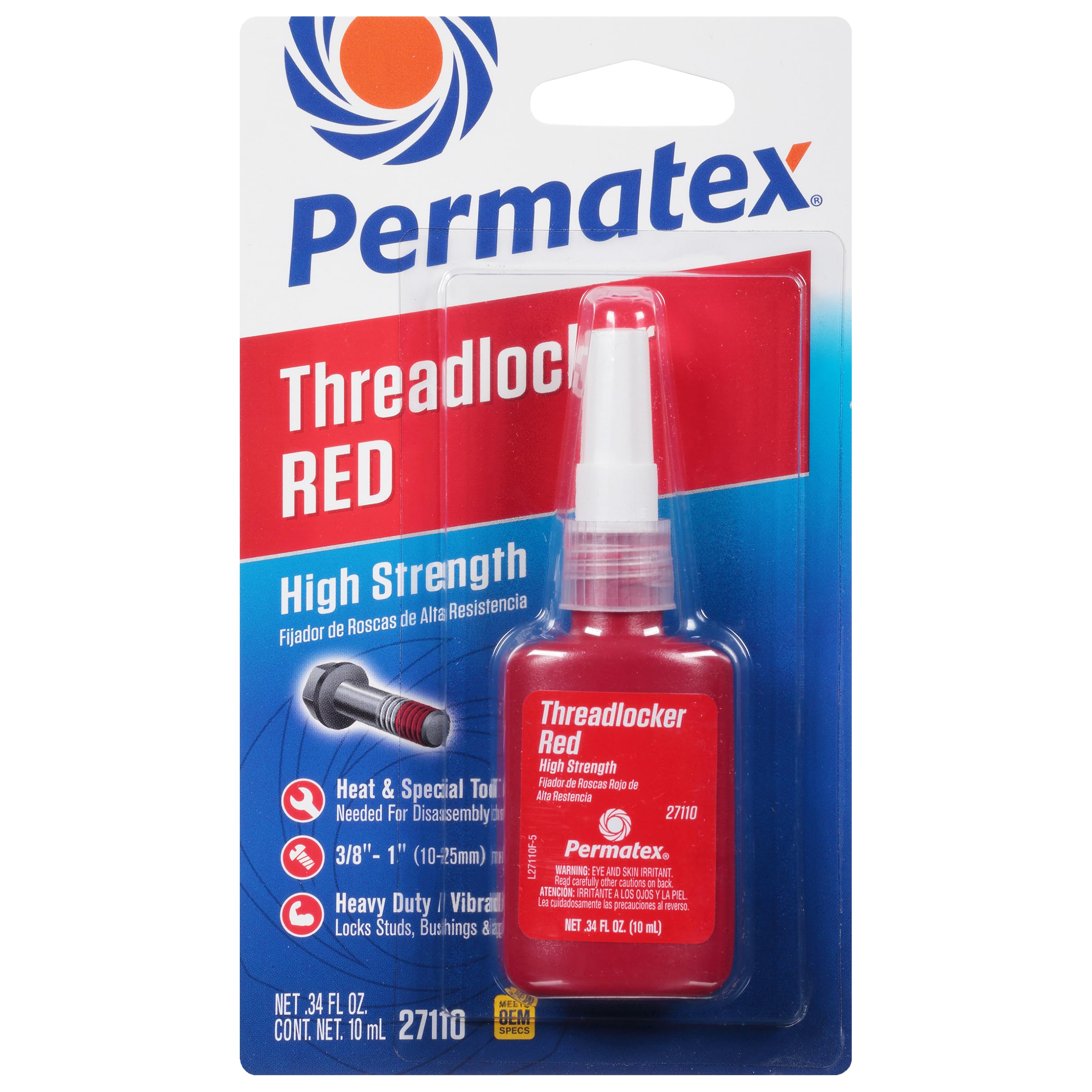High-Strength Threadlocker Red Devcon 27110, 10 mL, 0.34 fl. oz. Bottle