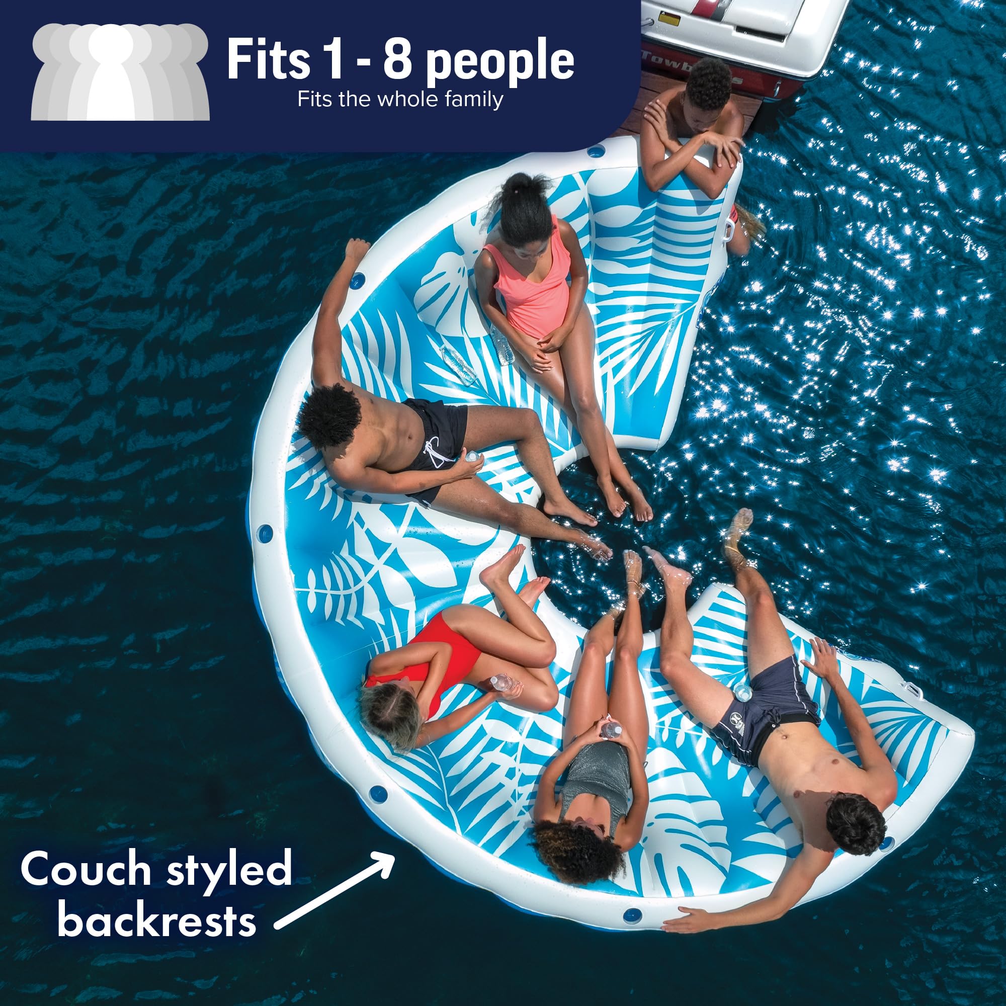 Inflatable Water Resort Island Wow Sports, Inflatable Lounger Float, Ideal for Kids and Adults, 6-8 Persons