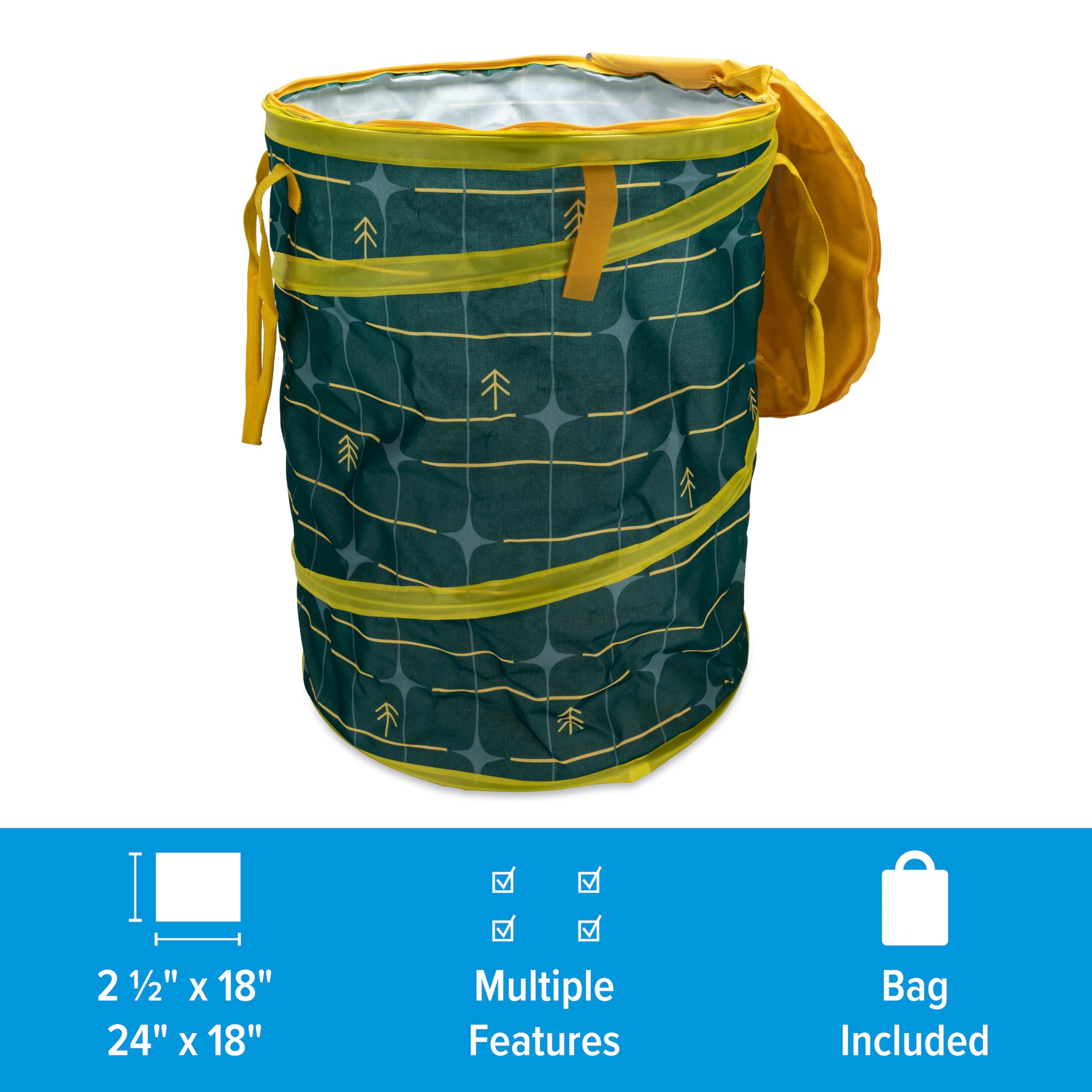 Camco Utility Container Pop-Up - Use as Collapsible Trash Can When Camping - Holds 30-Gallon Kitchen-Size Trash Bags - 2-Ft Tall & Collapses for RV Storage and Organization (53490)
