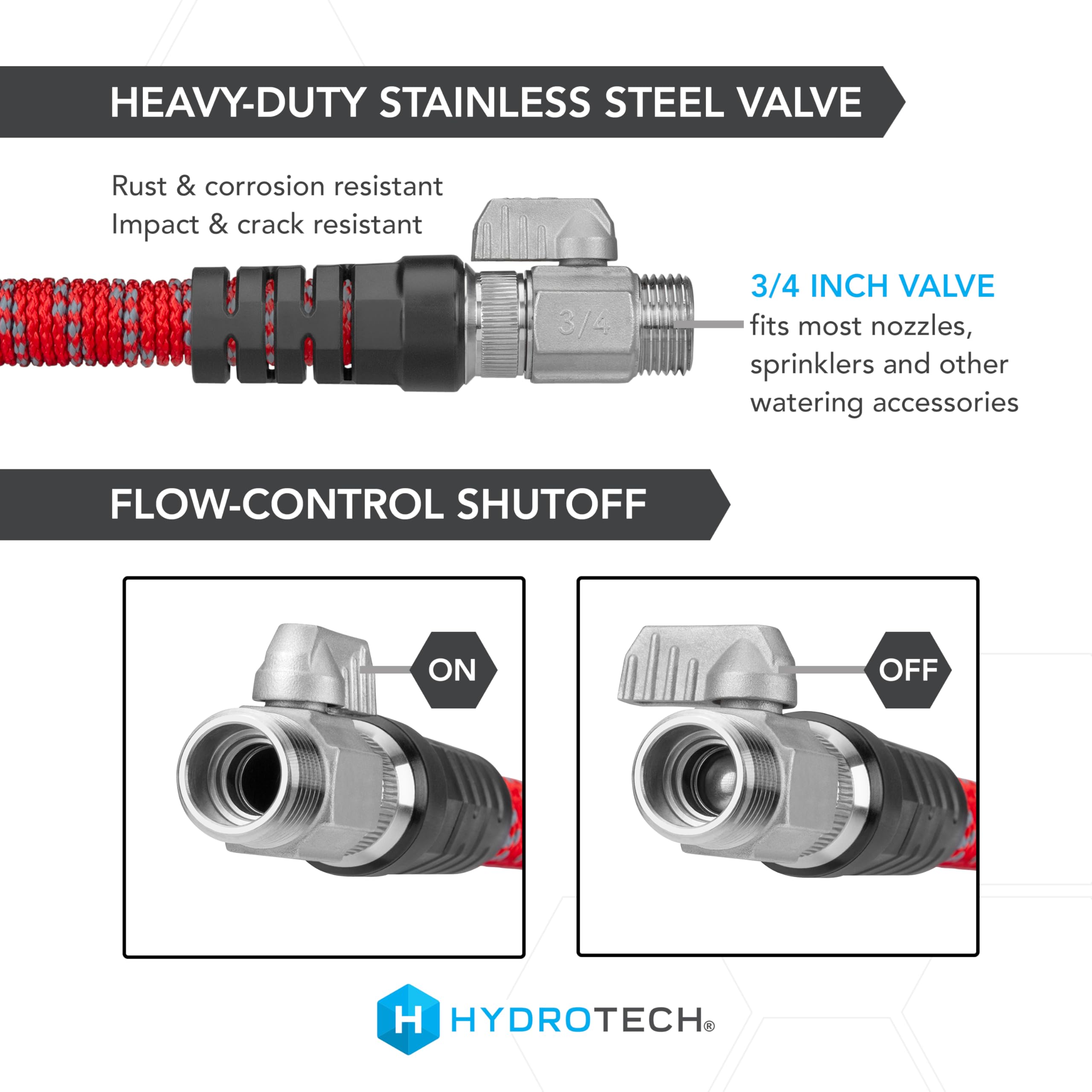 200 ft HydroTech Expandable Garden Hose - Pro Series, 2x Max Flow, 3/4" No-Kink Flexibility, Lightweight Hose for Lawn, Garden, Car Washing, Deck and Patio Cleaning