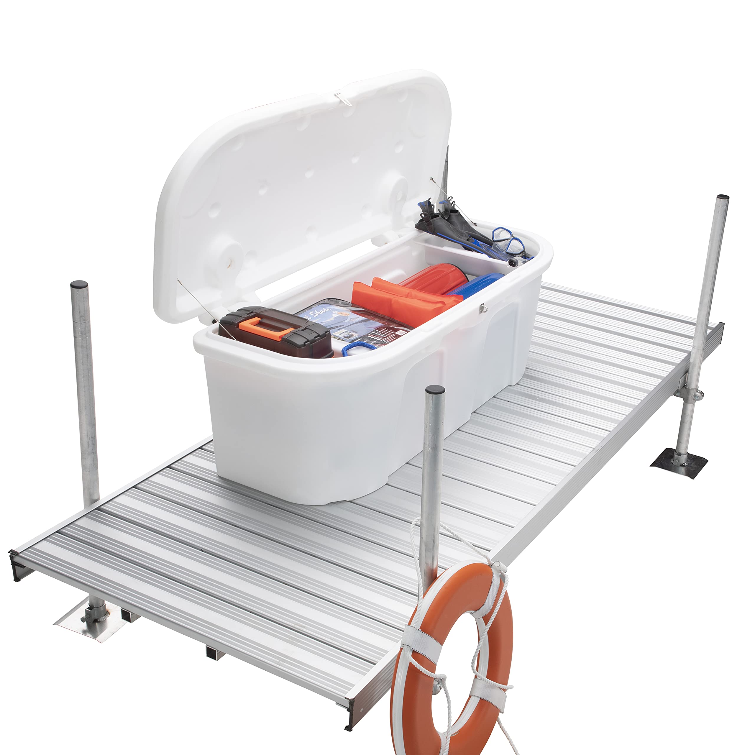 Dock & Patio Storage Box, Taylor Made Stow 'N Go Polyethylene – White (67.75" L x 27.75" W x 26" H) – Durable, UV-resistant construction, stainless steel lockable latch and hardware – 2020108529