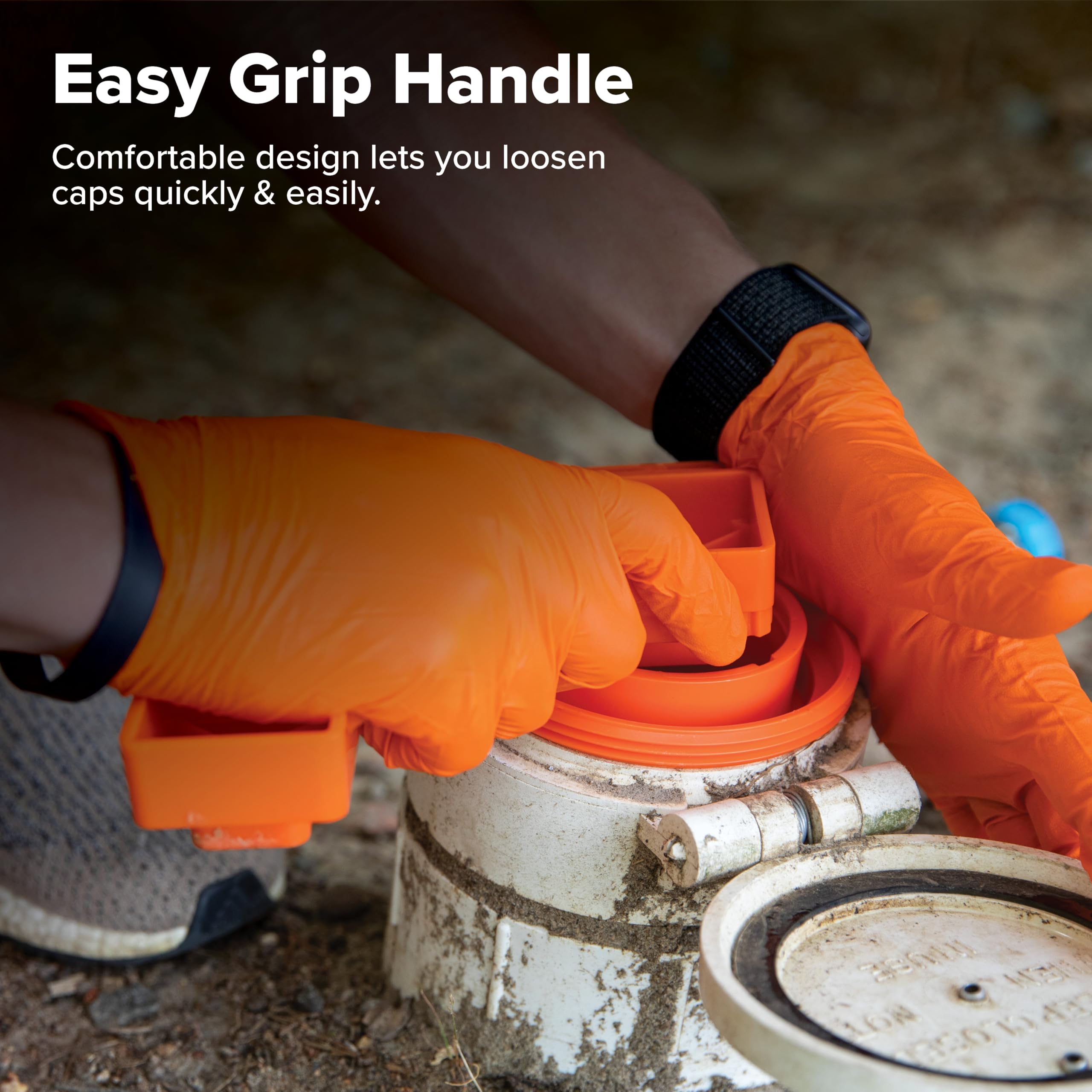 Camco 6-in-1 RhinoFLEX RV/ Camper Sewer Wrench - Compatible with 3-Inch and 4-Inch Male or Female Sewer Clean-out Plugs, Slotted or Flush Sewer Plugs, and All 4-in-1 Adapters (39755)