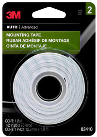 3M 03410 Mounting Tape, 1/2 in x 75 in