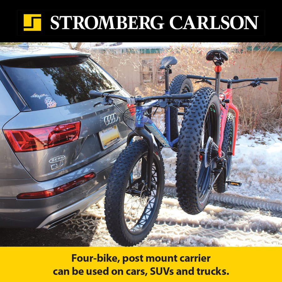 BC-108 Stromberg Carlson Bike Rack for Cars, Trucks and SUV's - 4-Bike Post Mount Carrier for Motorhomes, Travel Trailers and Fifth Wheels - Bike Rack Receiver for 1-1/4" 2" - 120 LB Weight Capacity